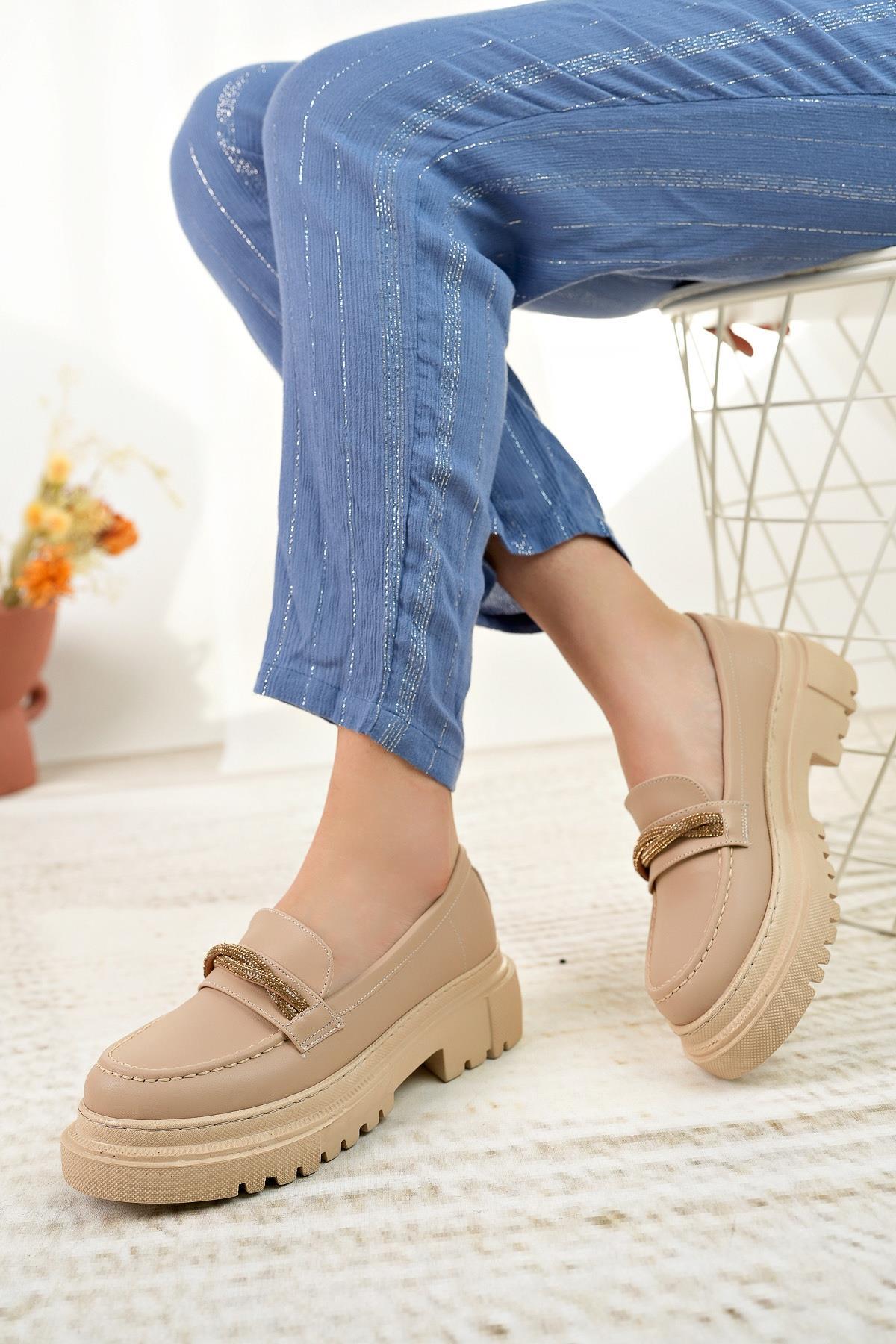 Nesil Shoes Tarha 203 Nude Maskülen Kadın Ayakkabı