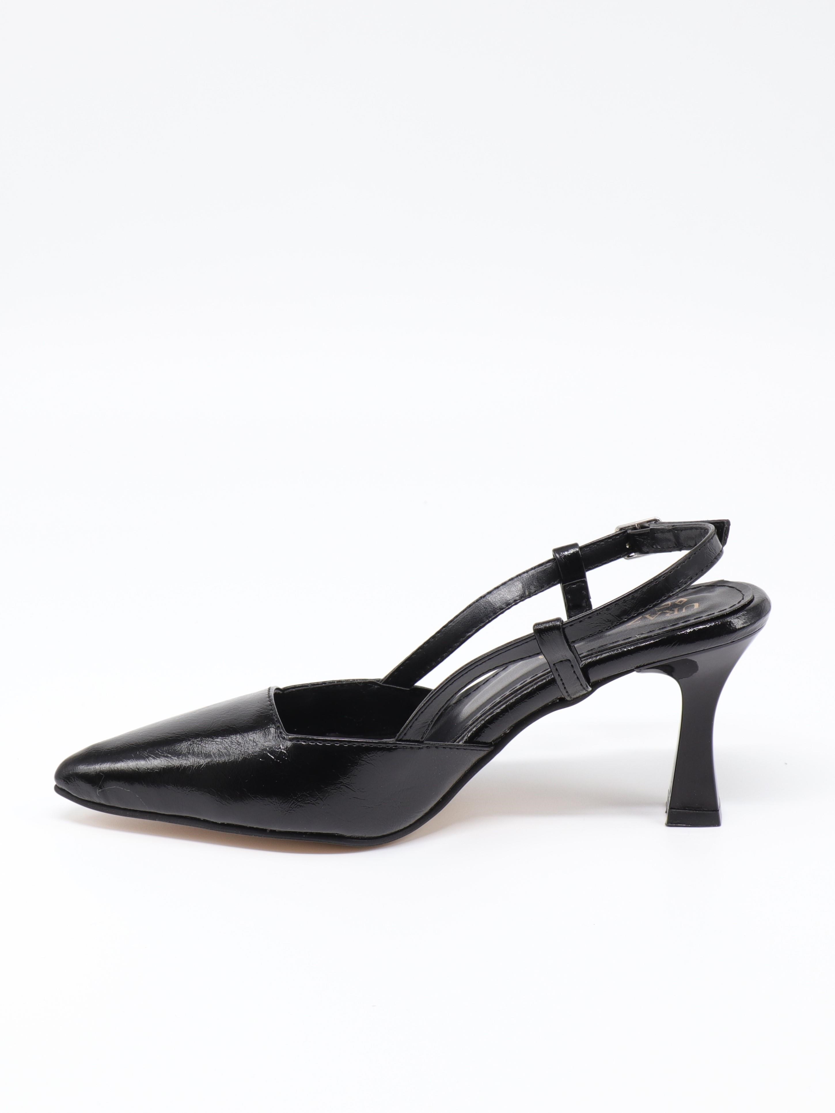Nesil Shoes Uraz 050 Siyah Krşk Rugan Arkası Açık Topuklu Kadın Ayakkabı