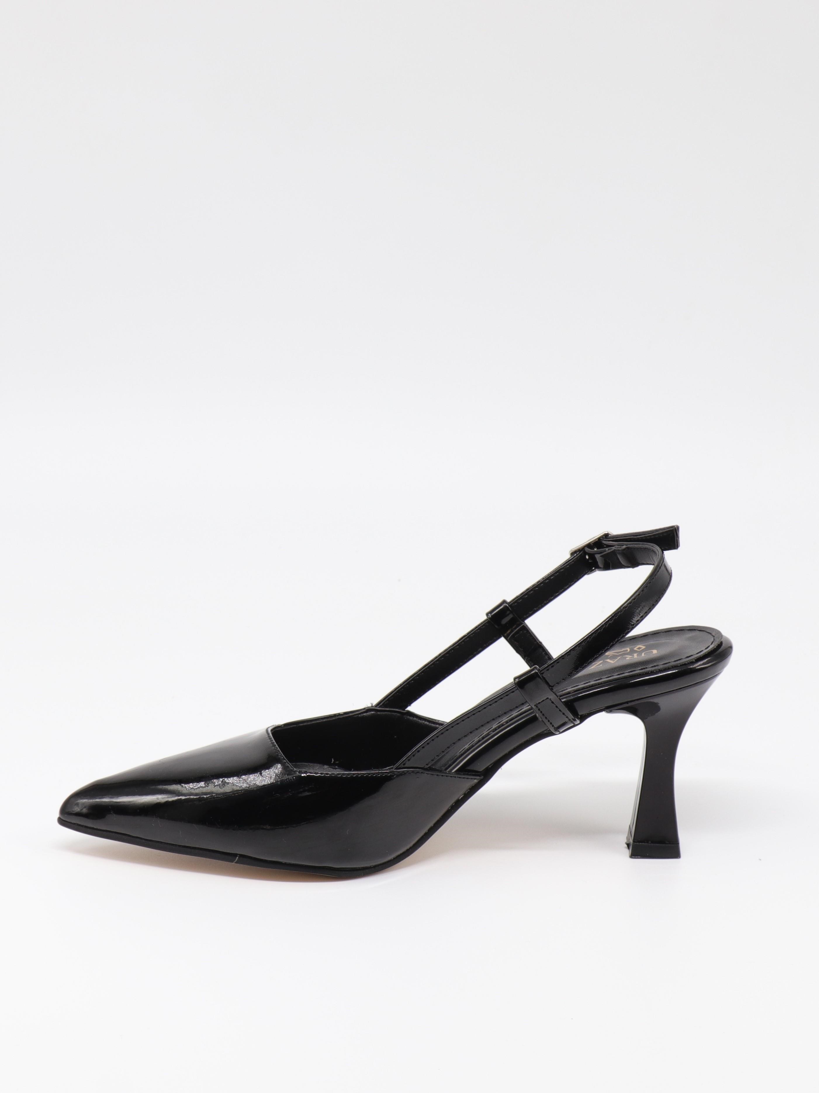 Nesil Shoes Uraz 050 Siyah Rugan Arkası Açık Topuklu Kadın Ayakkabı