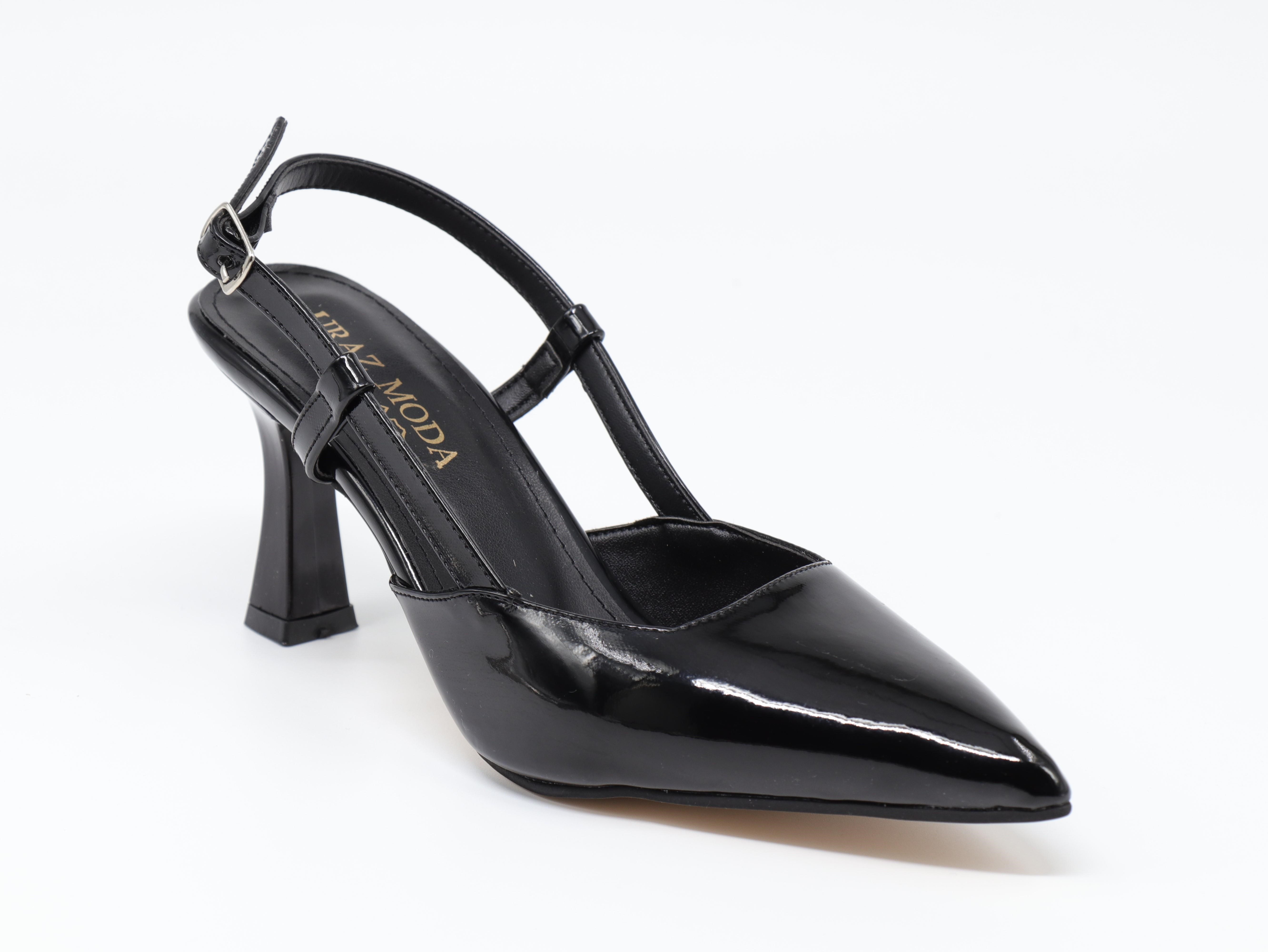Nesil Shoes Uraz 050 Siyah Rugan Arkası Açık Topuklu Kadın Ayakkabı