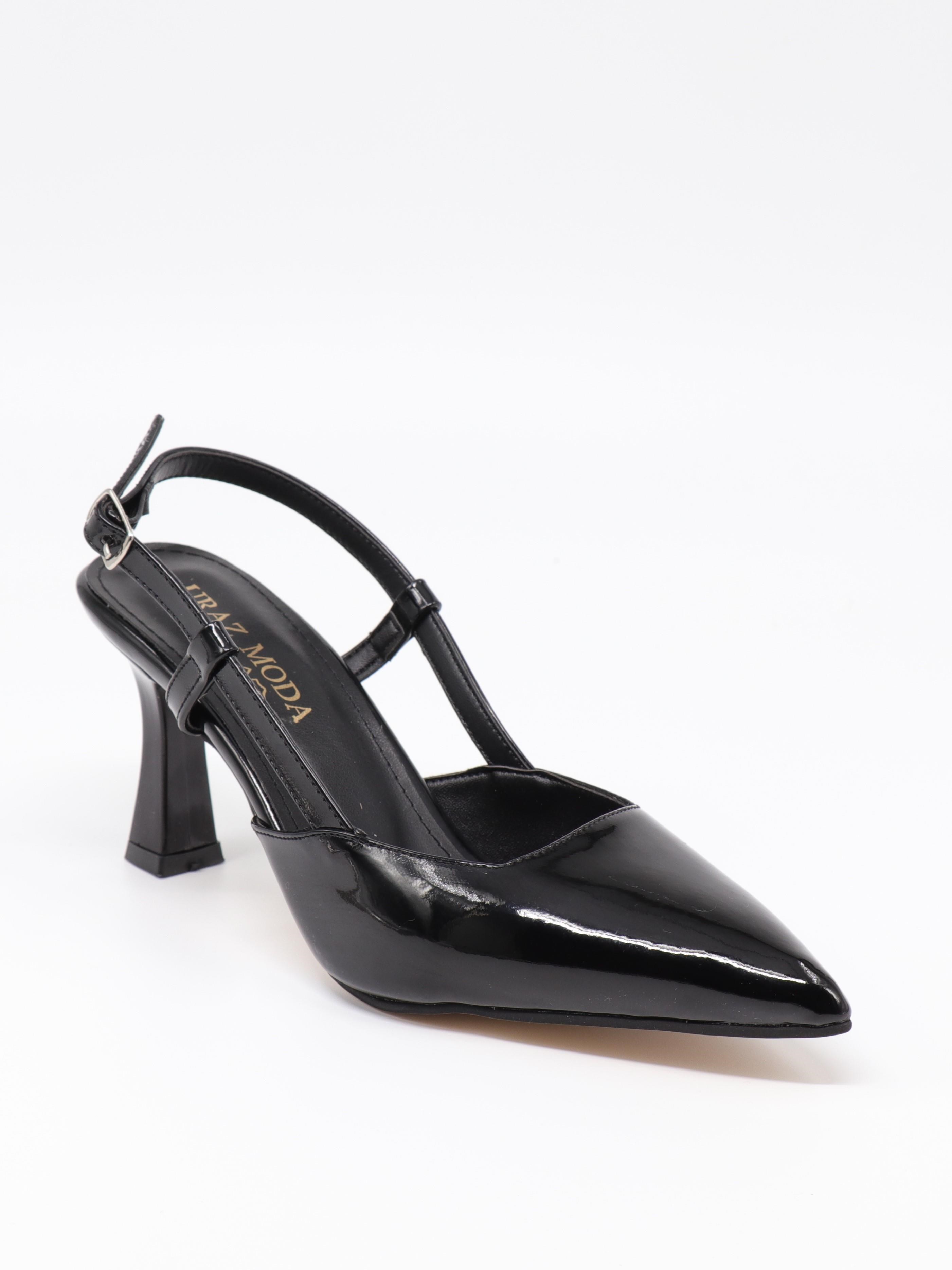 Nesil Shoes Uraz 050 Siyah Rugan Arkası Açık Topuklu Kadın Ayakkabı