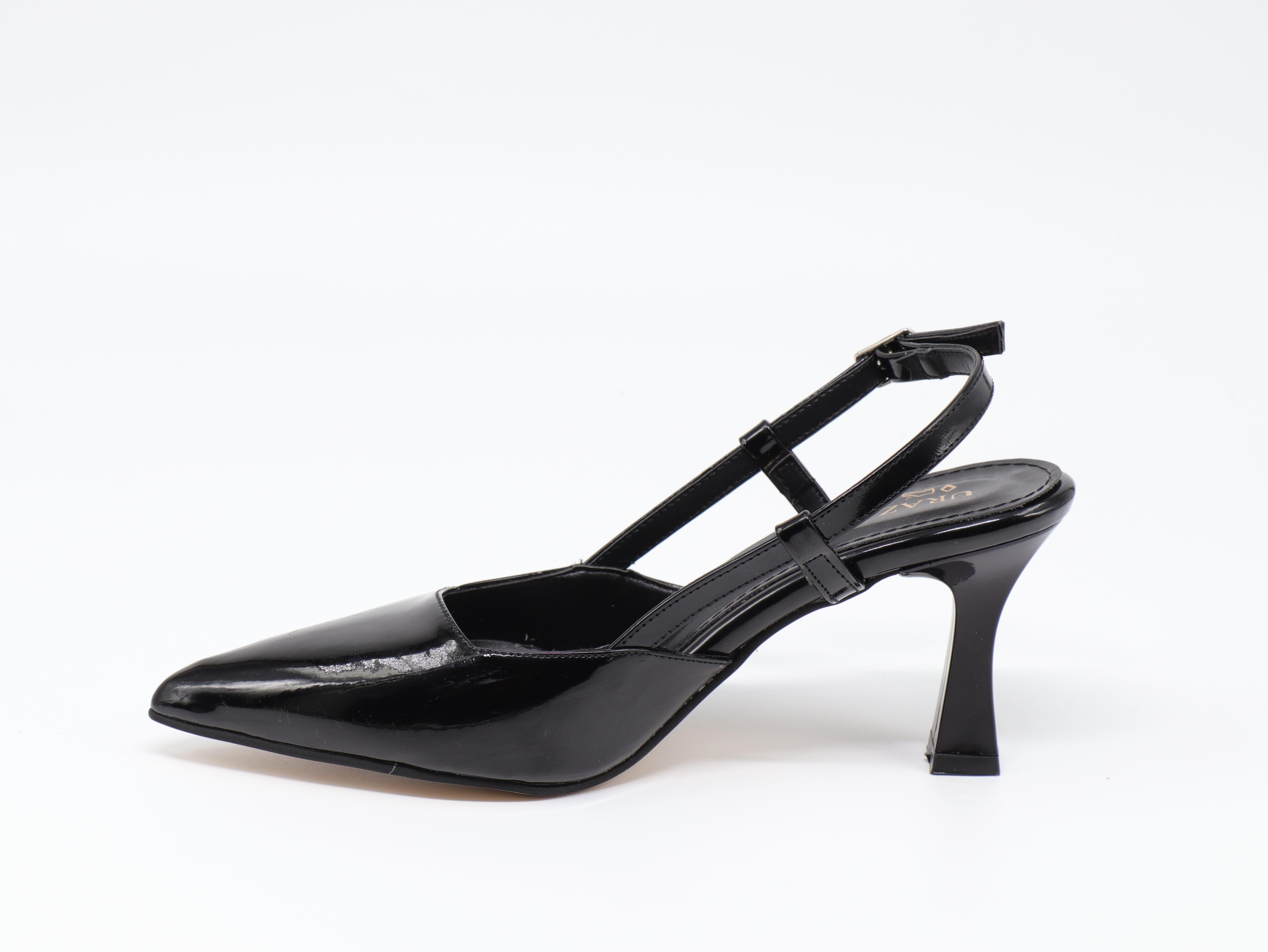 Nesil Shoes Uraz 050 Siyah Rugan Arkası Açık Topuklu Kadın Ayakkabı