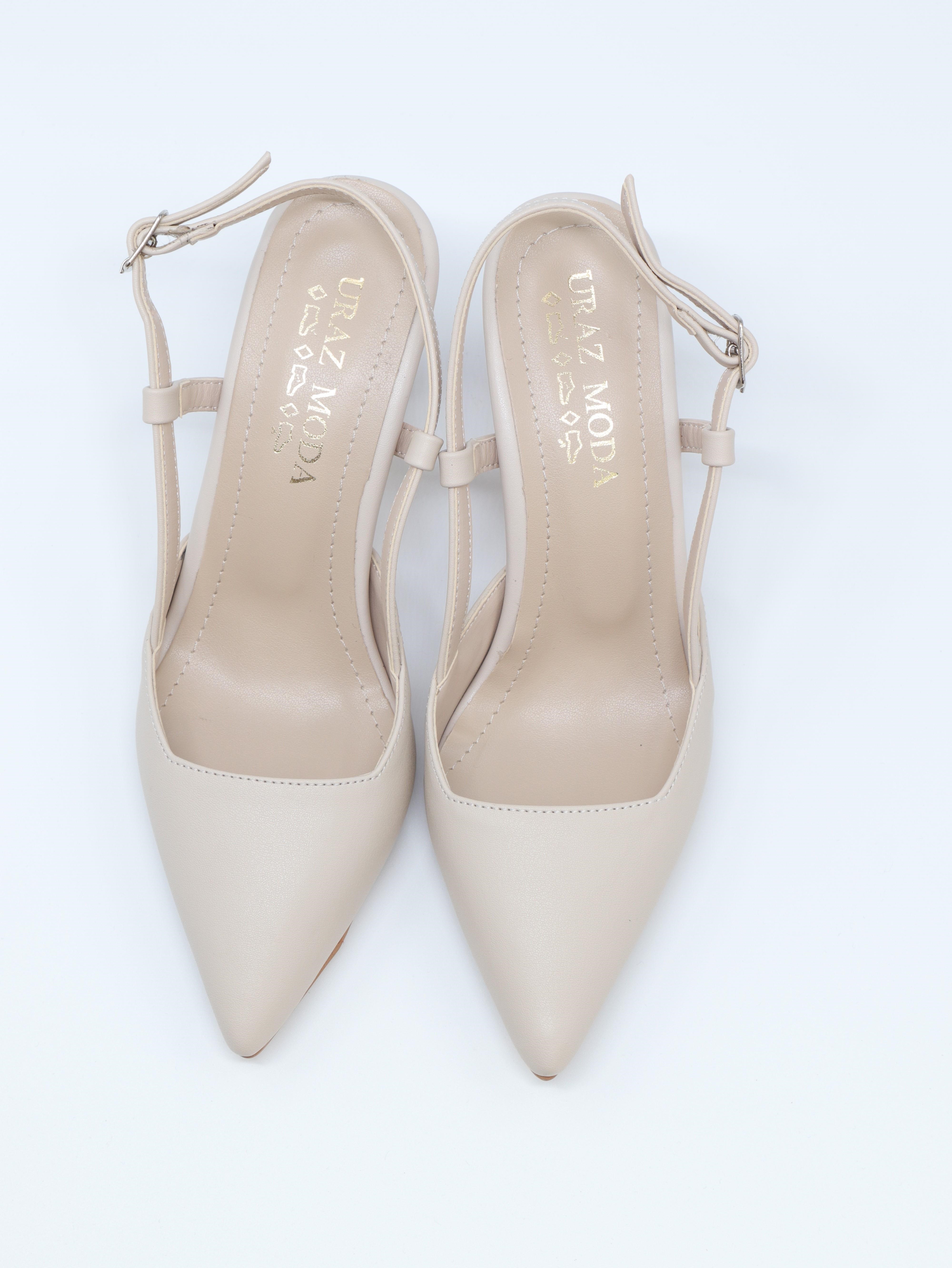 Nesil Shoes Uraz 050 Ten Arkası Açık Topuklu Kadın Ayakkabı