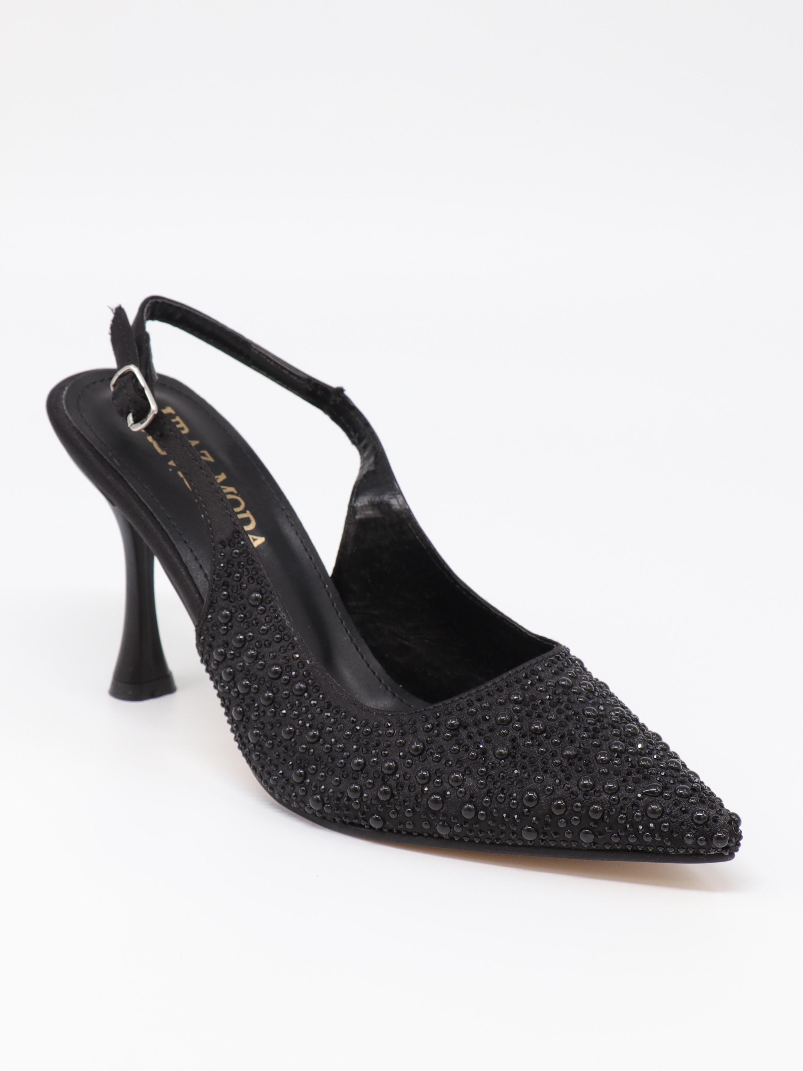 Nesil Shoes Uraz 760 Siyah Taşlı Topuklu Kadın Sandalet