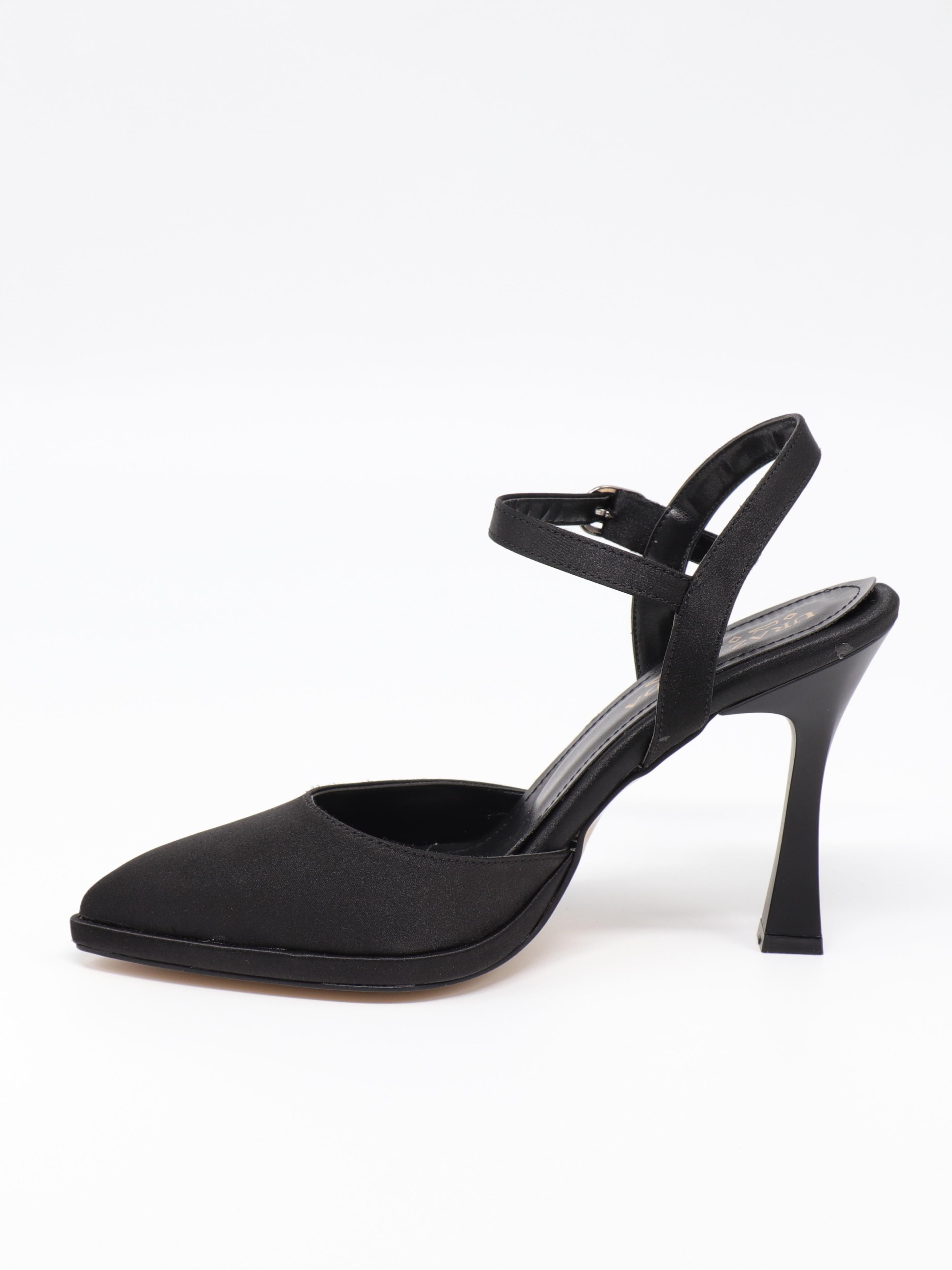 Nesil Shoes Uraz 775 Siyah Saten Arkası Açık Topuklu Kadın Ayakkabı