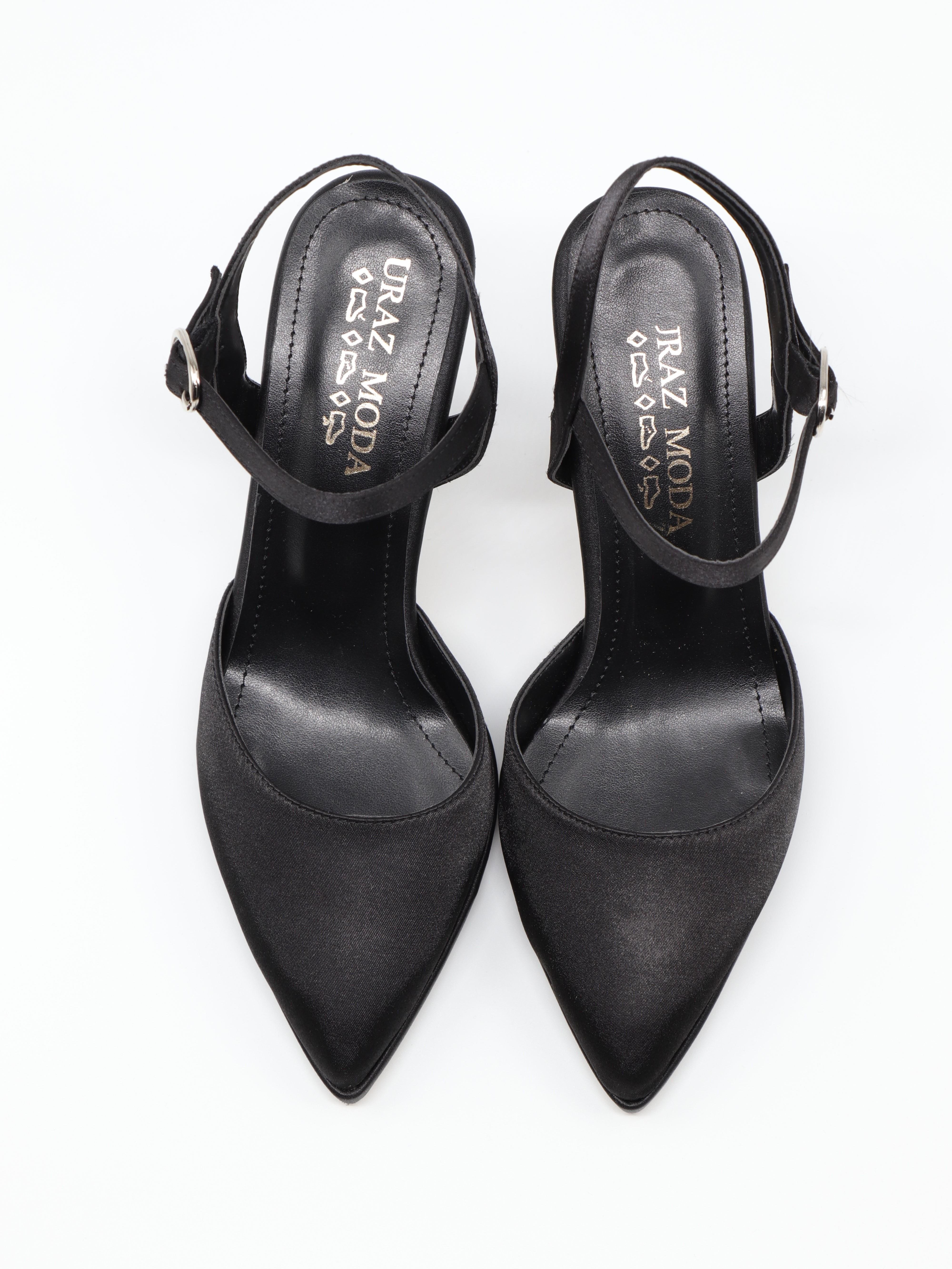 Nesil Shoes Uraz 775 Siyah Saten Arkası Açık Topuklu Kadın Ayakkabı