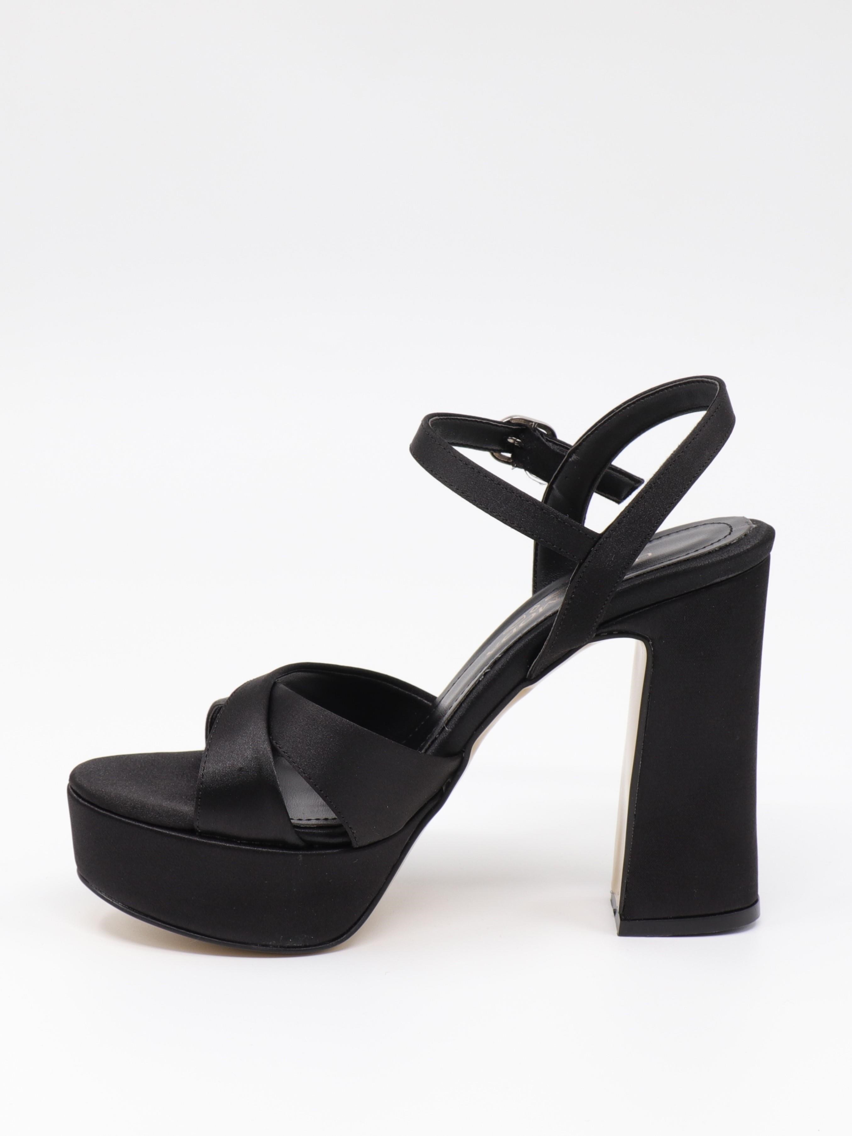 Nesil Shoes Uraz 795 Siyah Saten Platform Kadın Sandalet