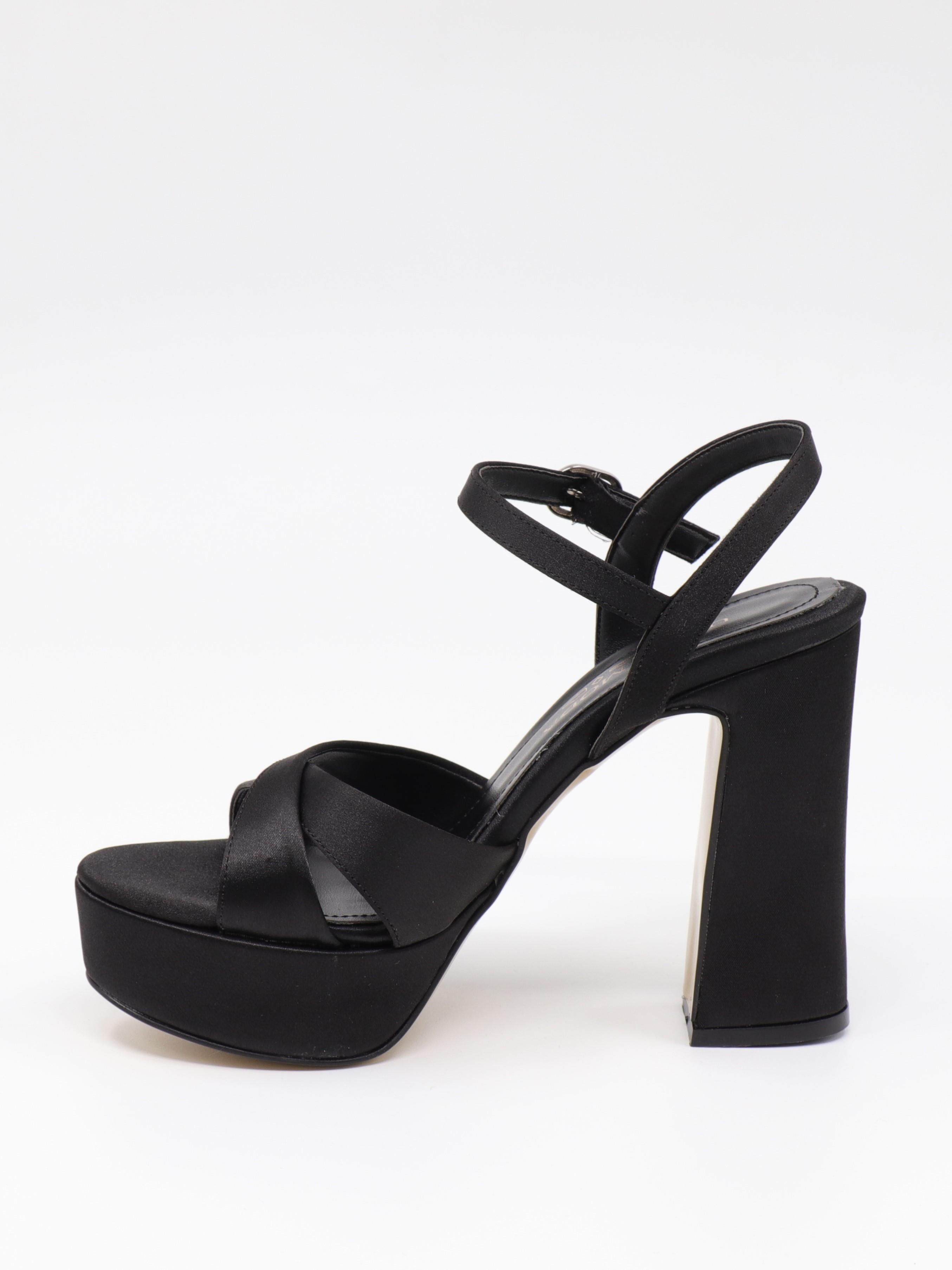 Nesil Shoes Uraz 795 Siyah Saten Platform Kadın Sandalet