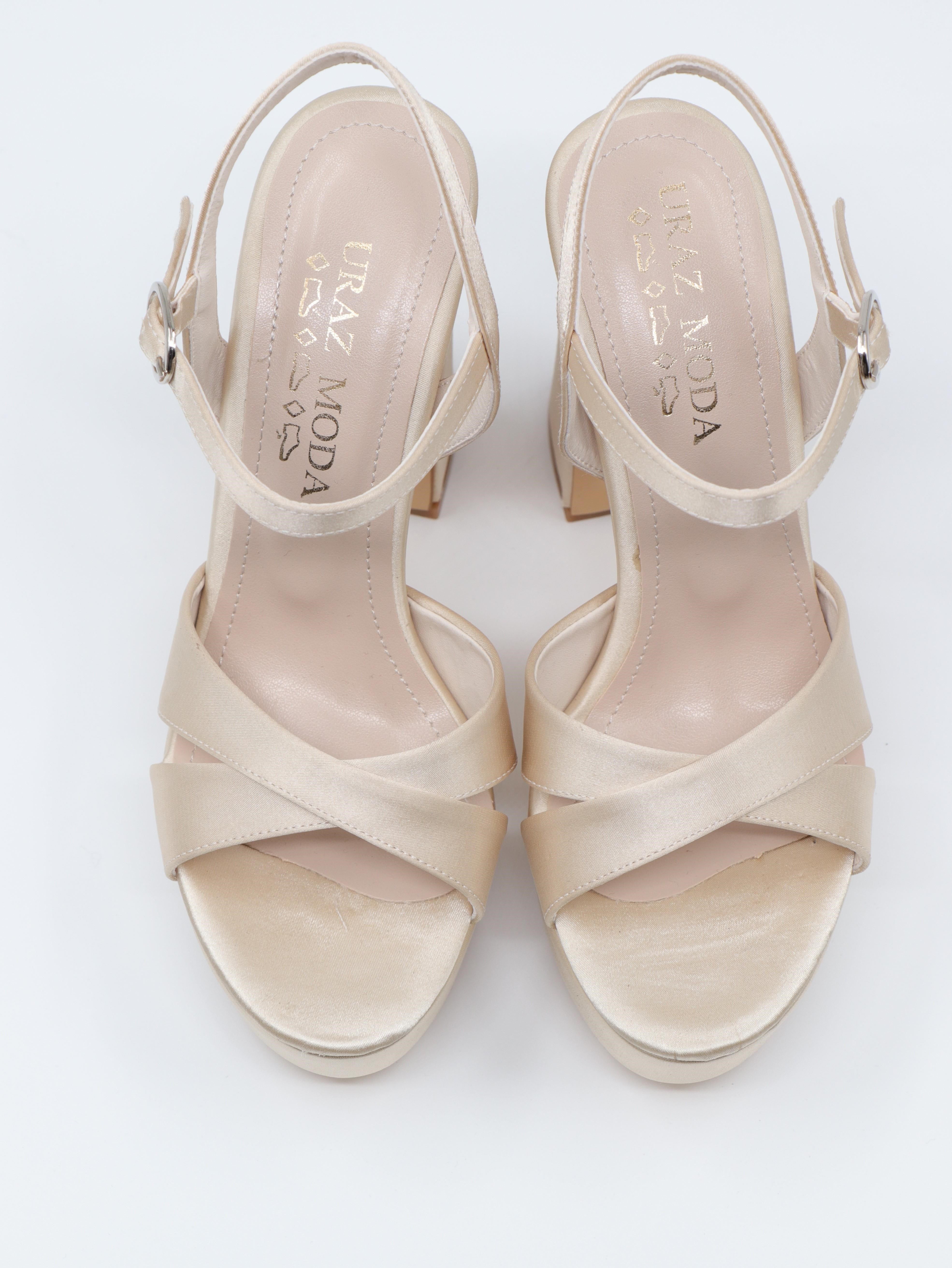 Nesil Shoes Uraz 795 Ten Saten Platform Kadın Sandalet