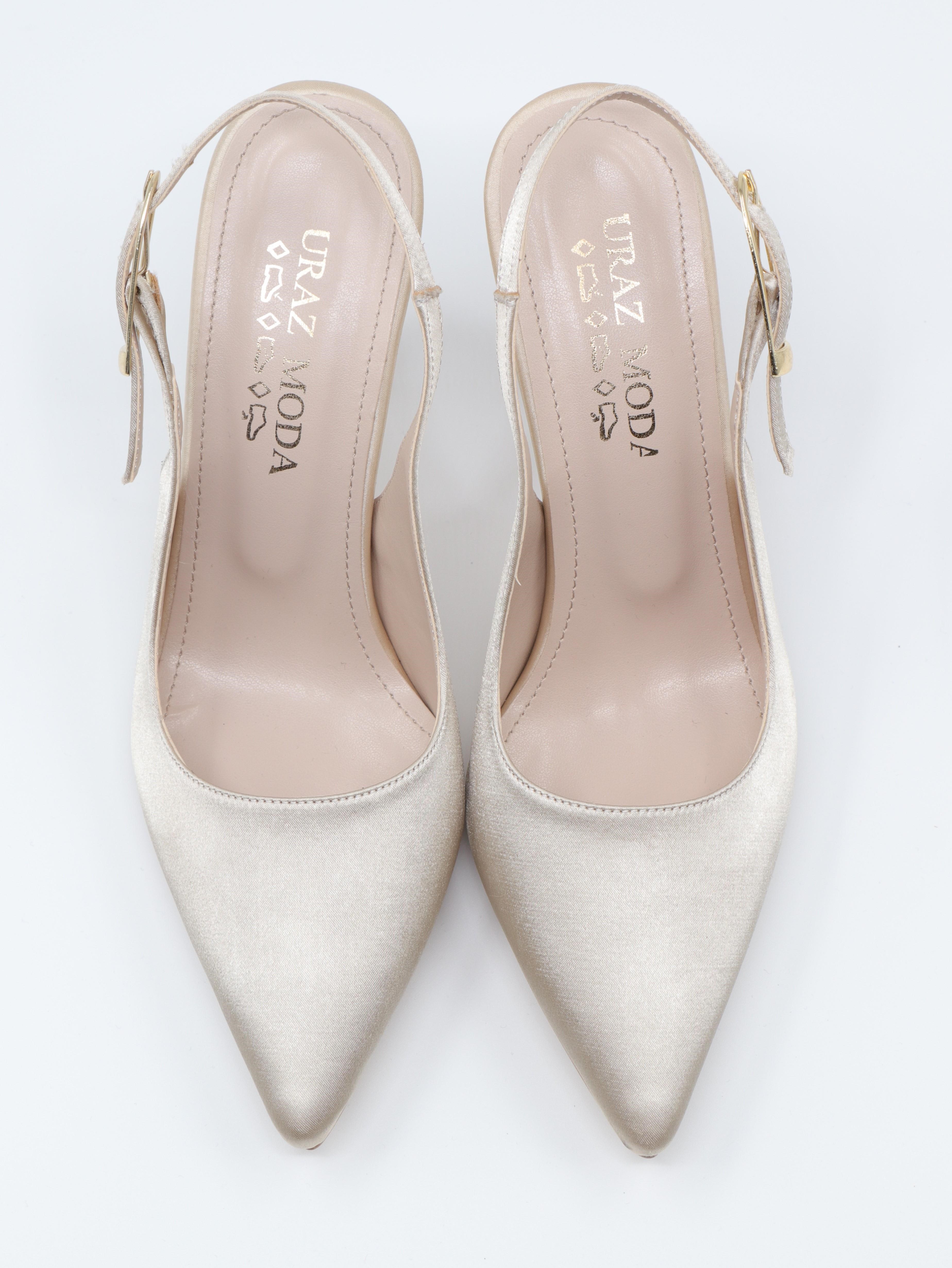 Nesil Shoes Uraz 800 Ten Saten Arkası Açık Topuklu Kadın Ayakkabı