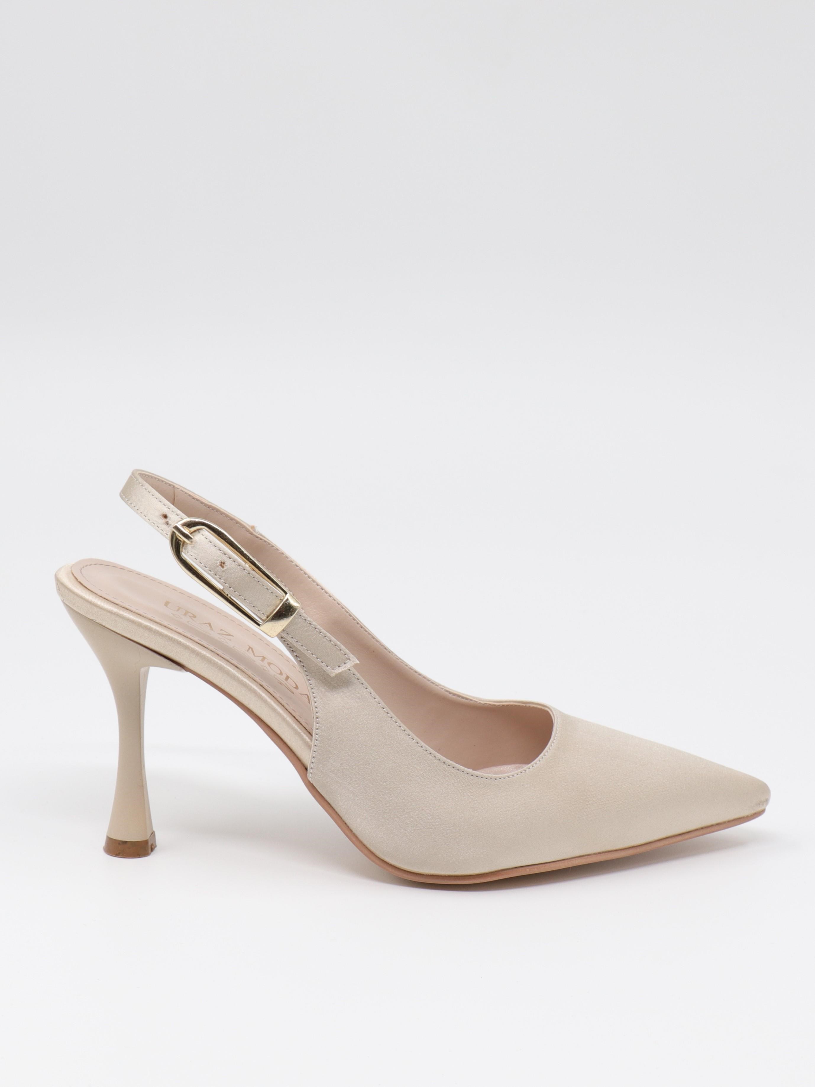 Nesil Shoes Uraz 800 Ten Saten Arkası Açık Topuklu Kadın Ayakkabı