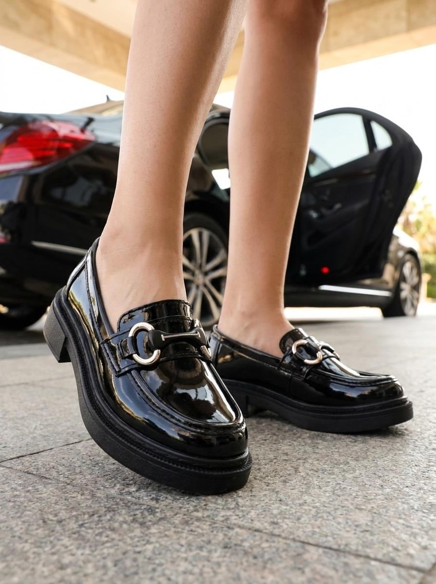 Nesil Shoes Wiss 1803  Siyah Rugan Maskulen Kadın Ayakkabı