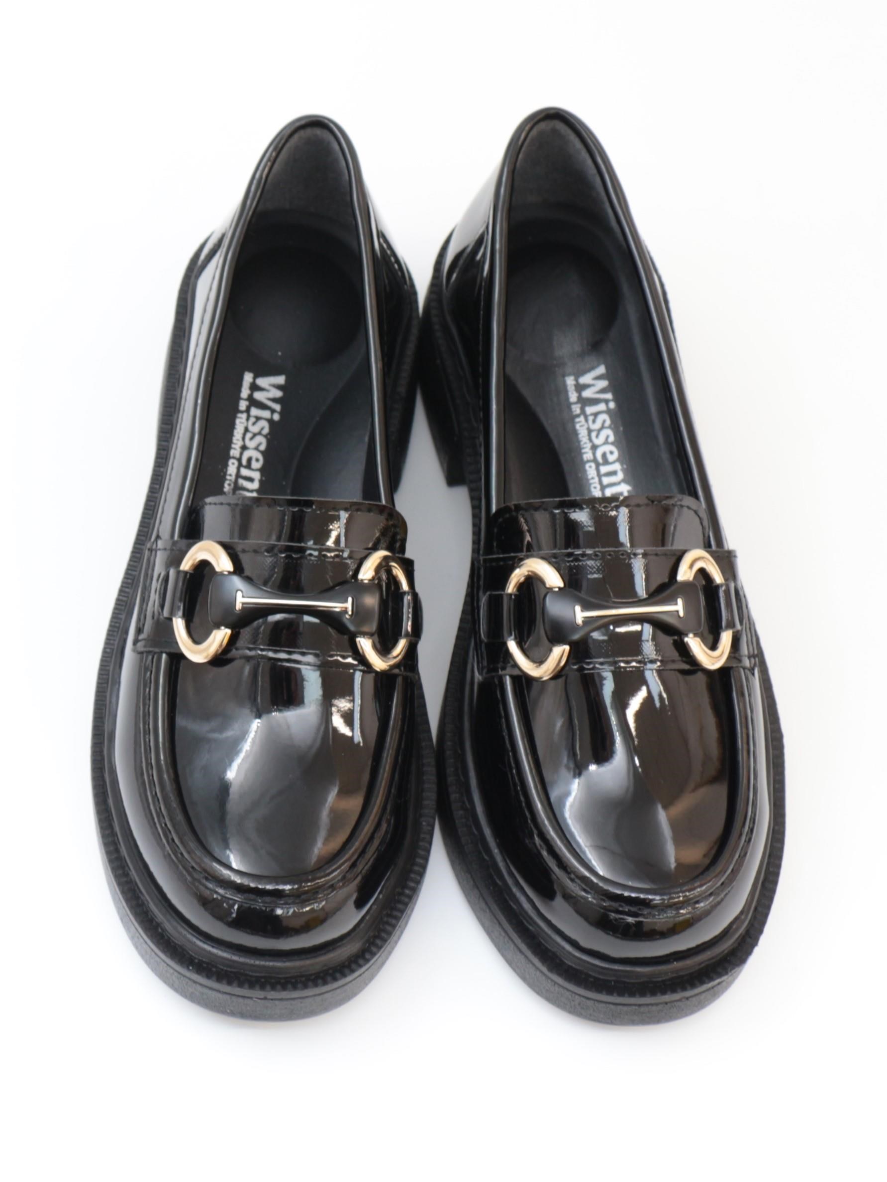 Nesil Shoes Wiss 1803  Siyah Rugan Maskulen Kadın Ayakkabı