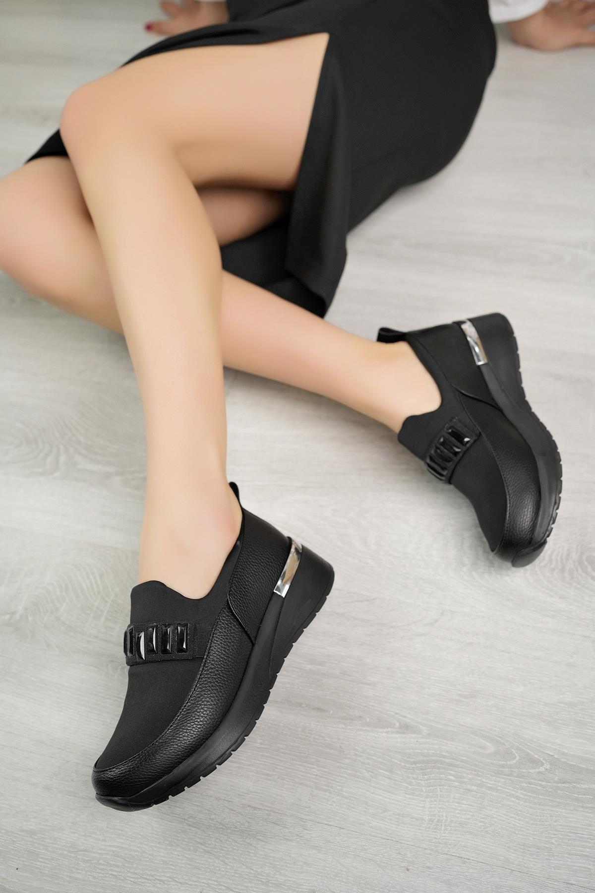 Nesil Shoes Wiss 330 Siyah Anatomik Kadın Ayakkabı