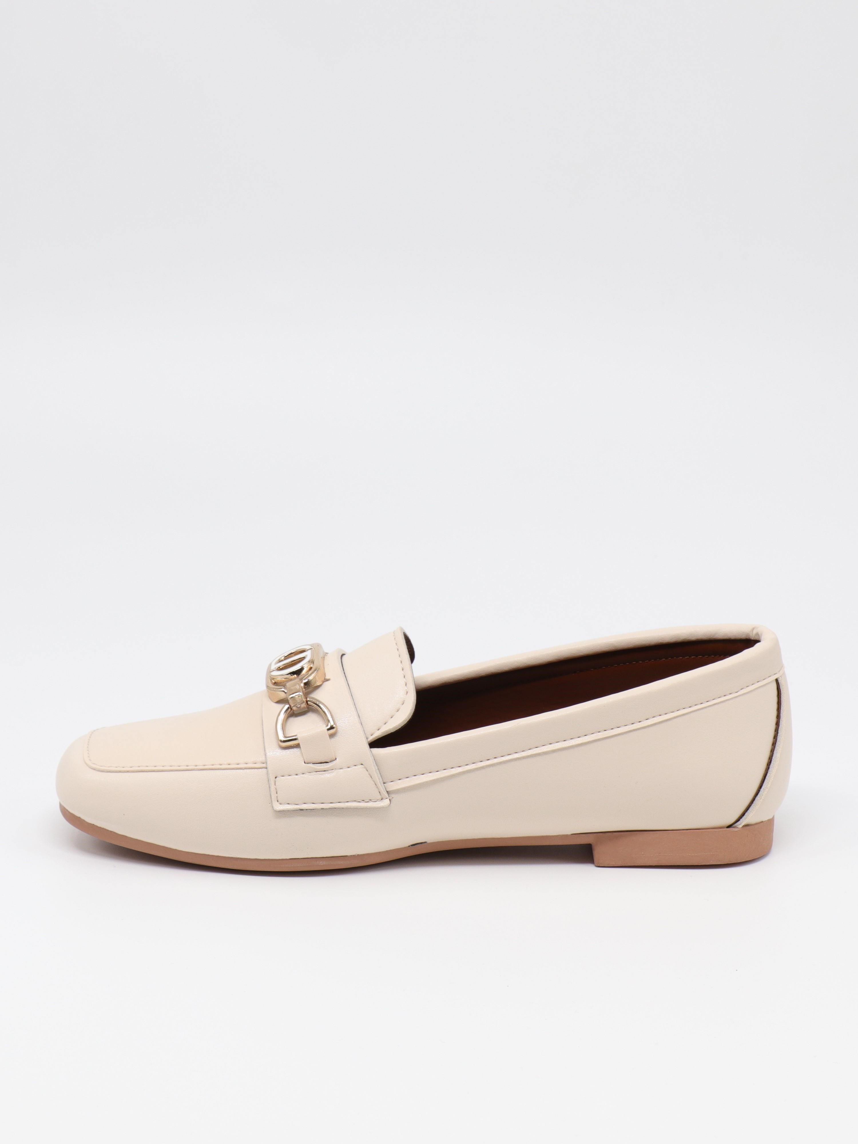 Nesil Shoes Ypr C04 krem Tokalı Kadın Babet