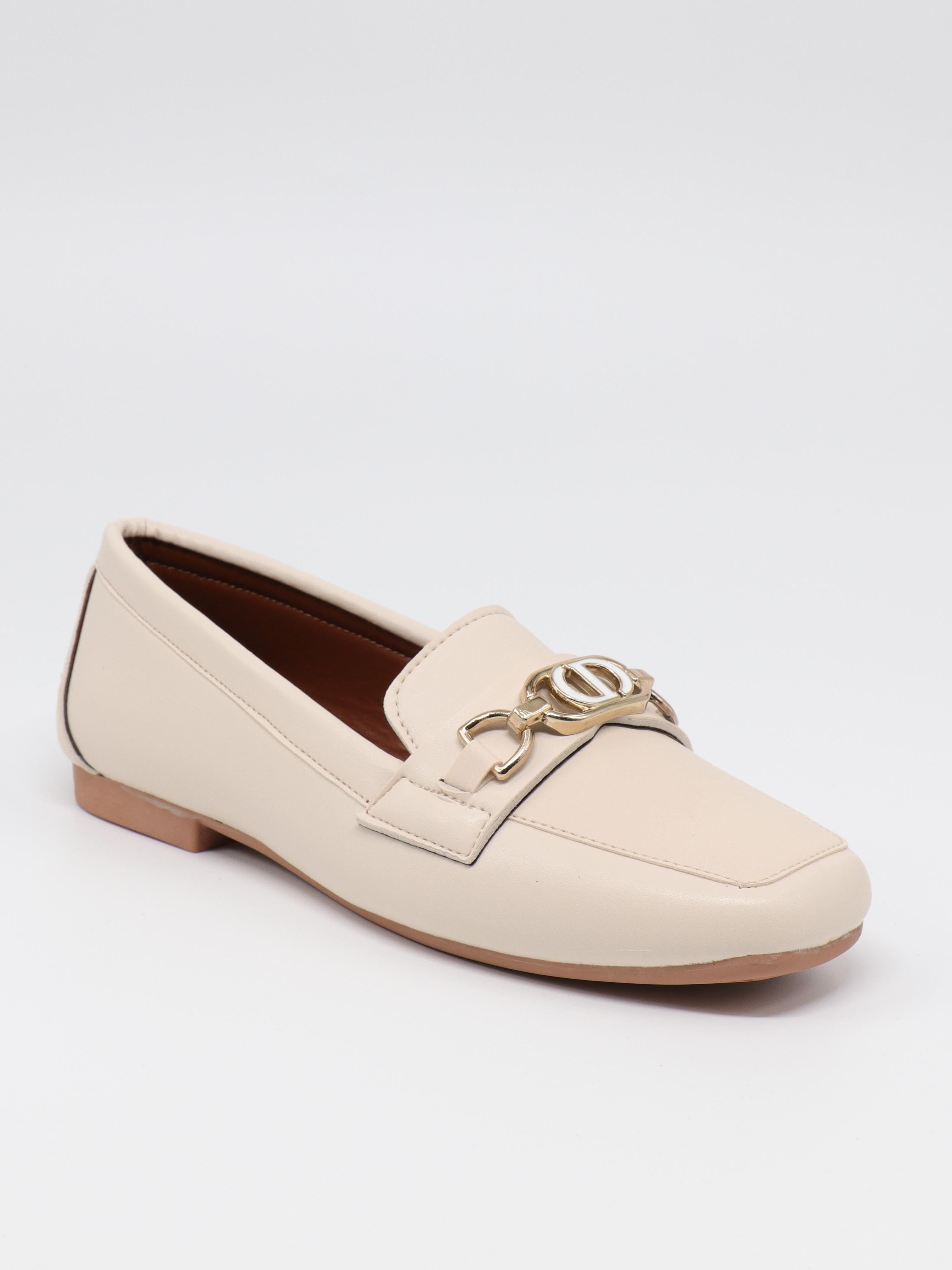 Nesil Shoes Ypr C04 krem Tokalı Kadın Babet