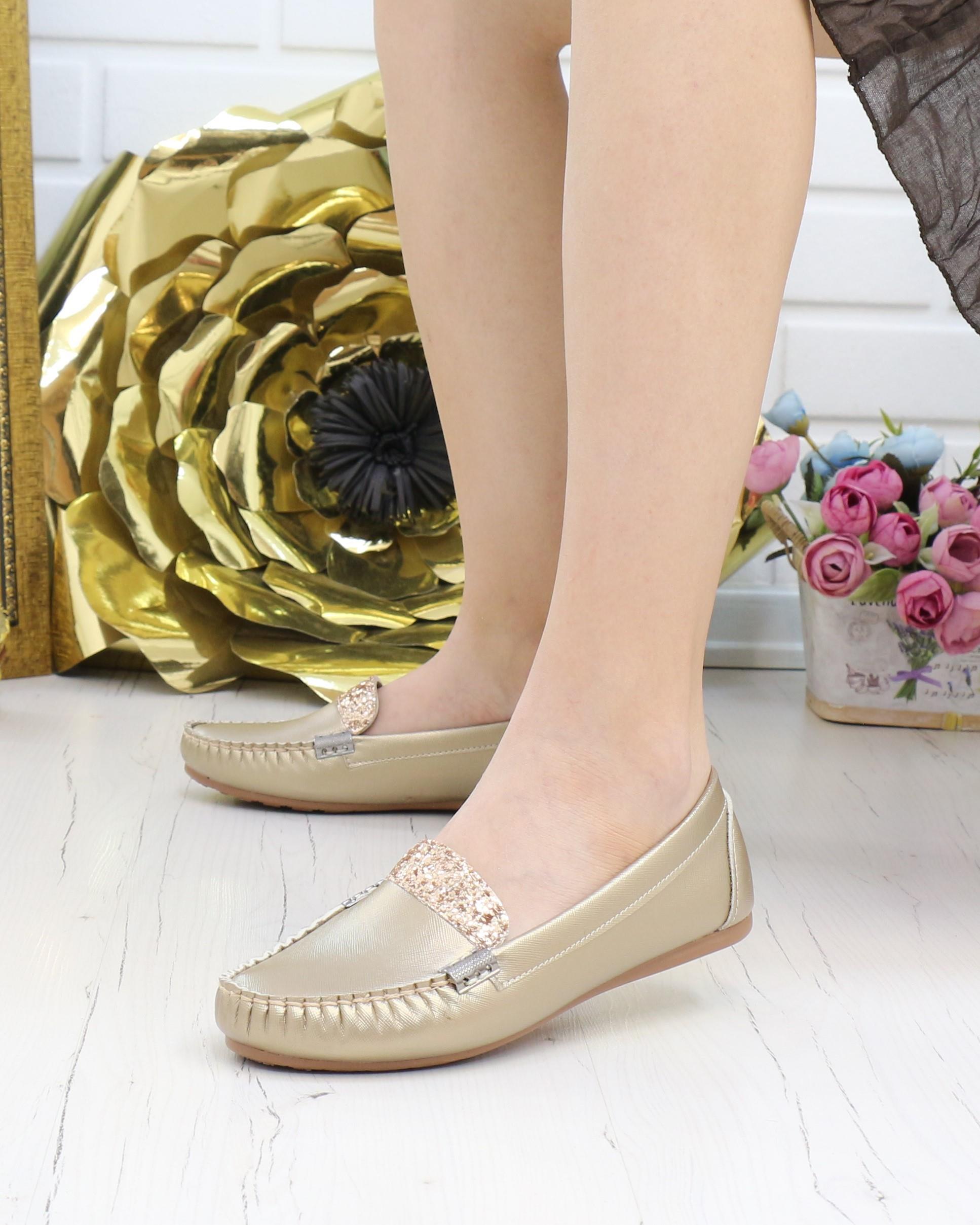 Neyna 003 Altın Taşlı Günlük Kadın Babet