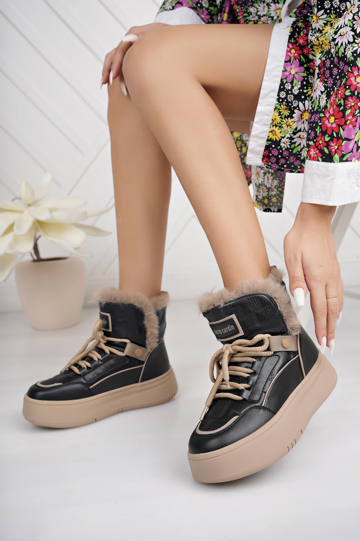 Pierre Cardin 11188 Siyah Kürklü Kadın Bot