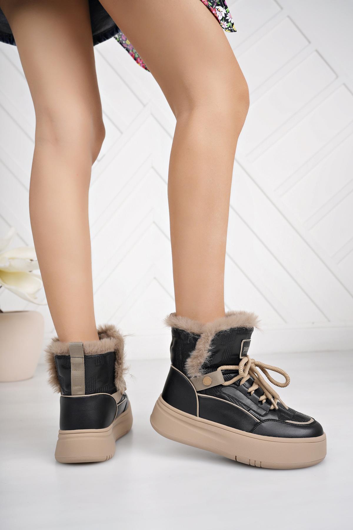 Pierre Cardin 11188 Siyah Kürklü Kadın Bot