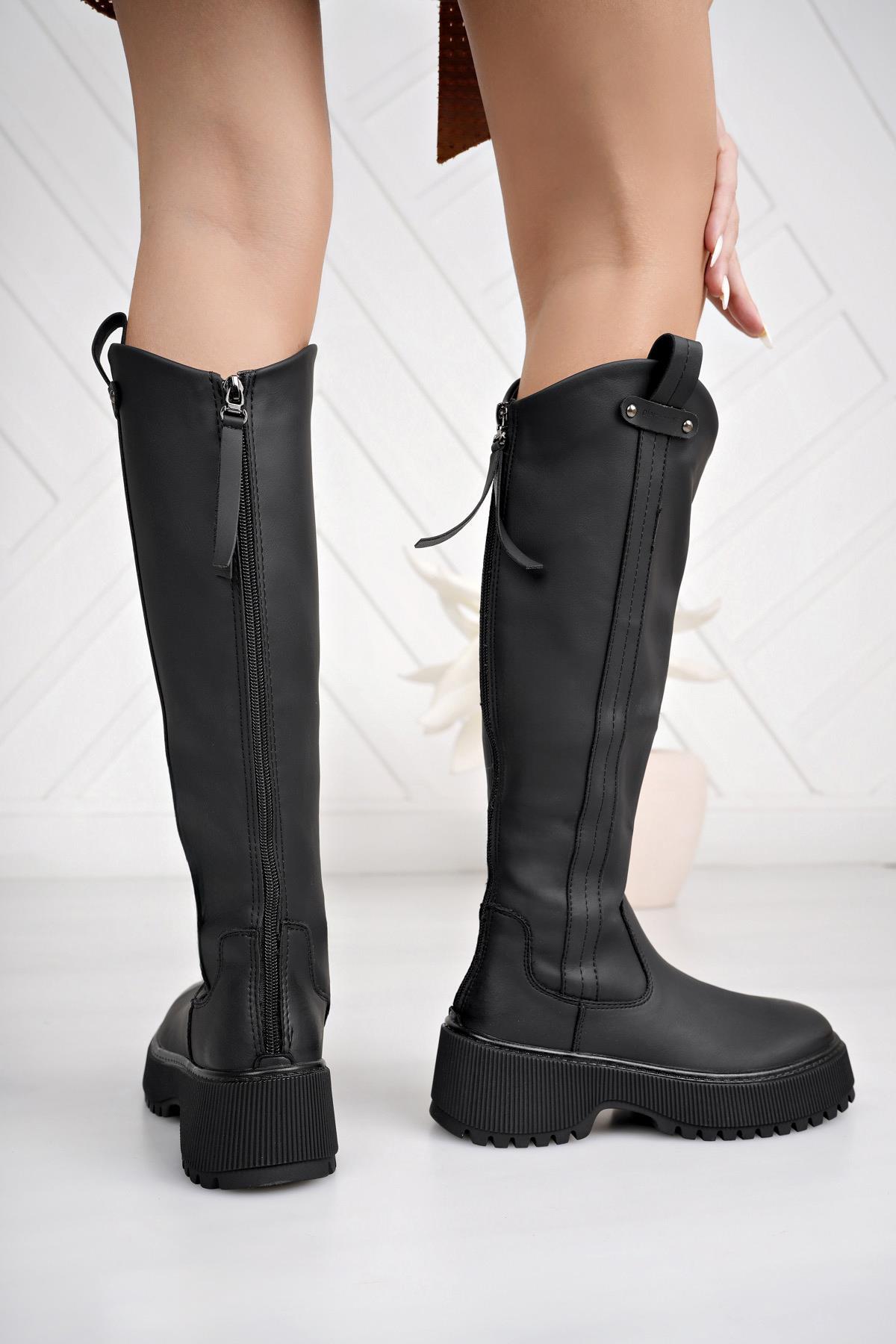 Pierre Cardin 11196 Siyah Arkadan Fermuarlı Kadın Çizme