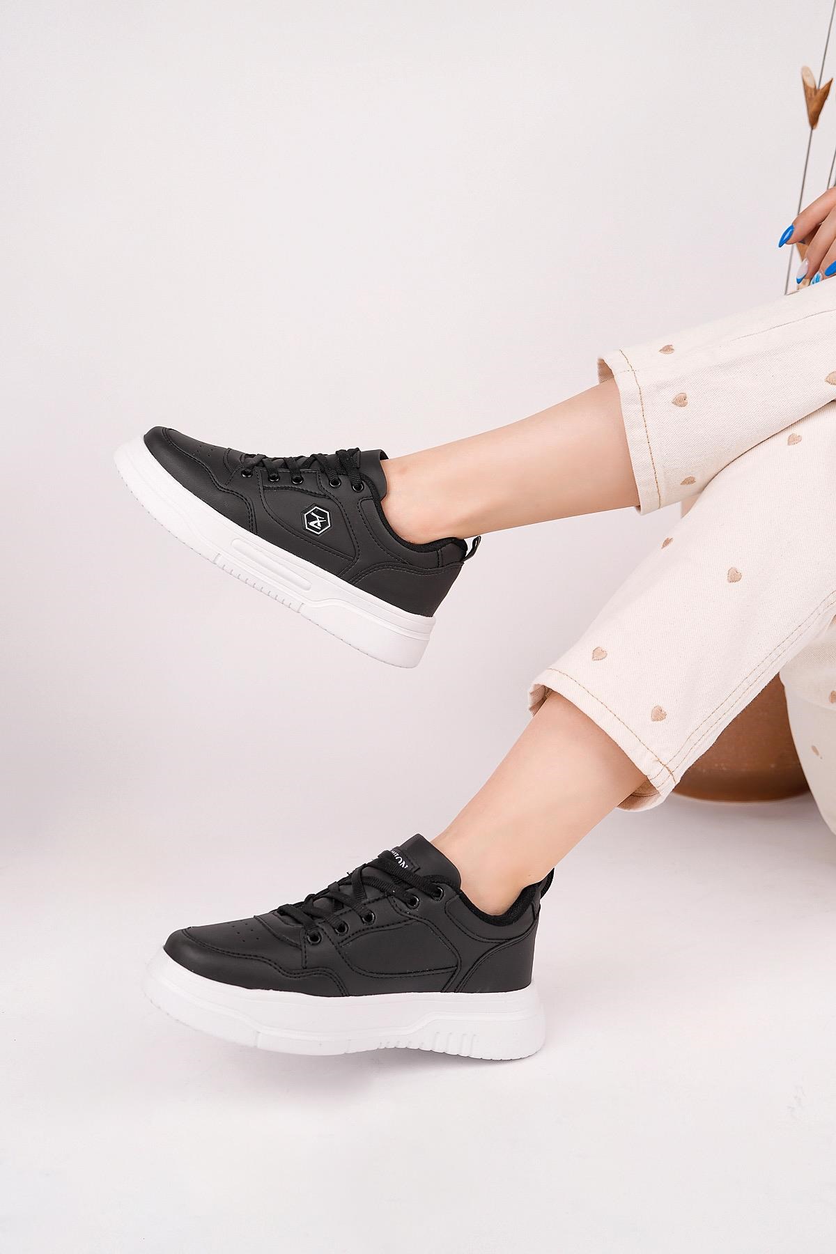 Texin 2010 Siyah Beyaz 36-40 Unisex Spor Sneakers