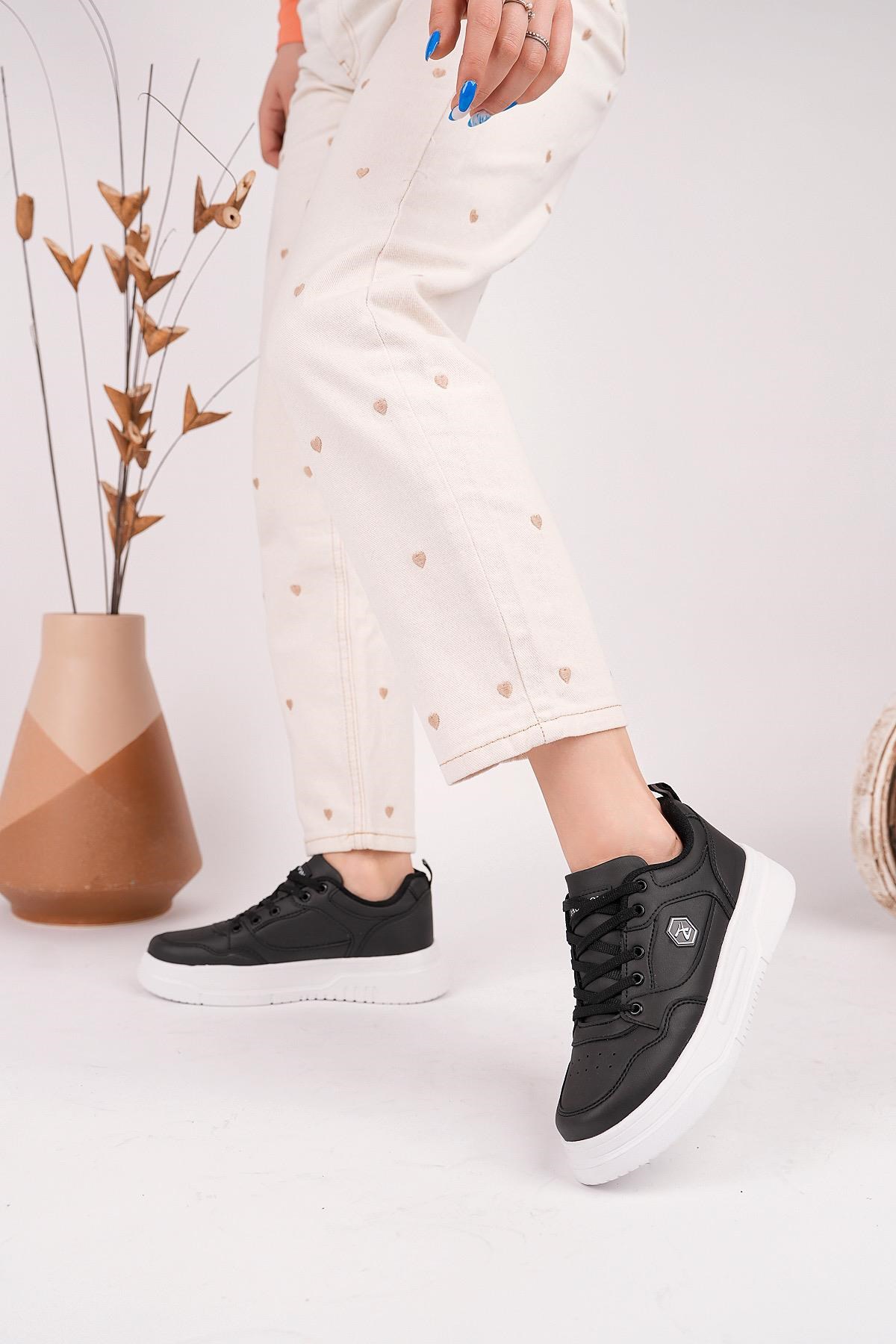 Texin 2010 Siyah Beyaz 36-40 Unisex Spor Sneakers