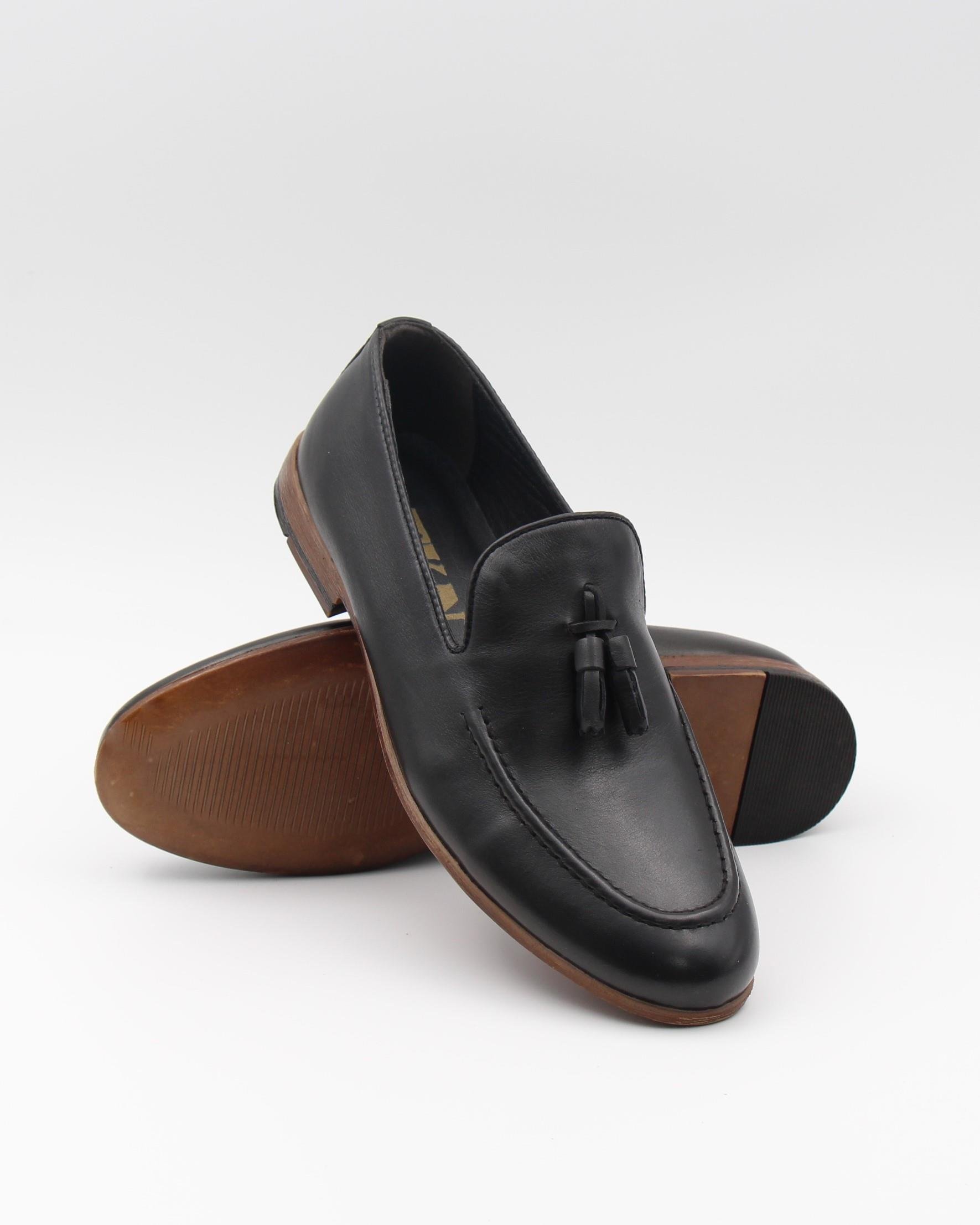 Tkn 1009 Siyah Hakiki Deri Günlük Erkek Ayakkabı