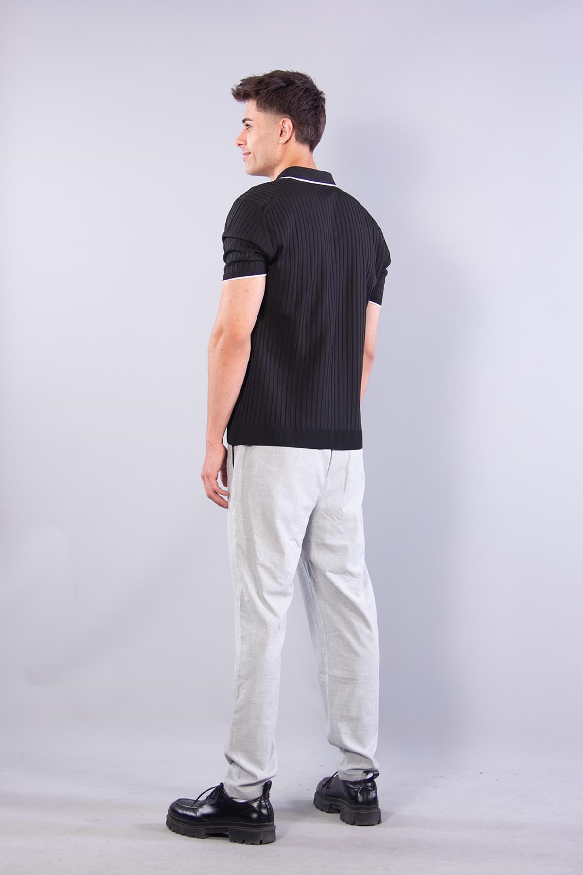 T-shirtmckanzie10020 Polo Yaka Kol Ve Yaka Çizgili Kendinden Şeritli T-shirtkadınerkek