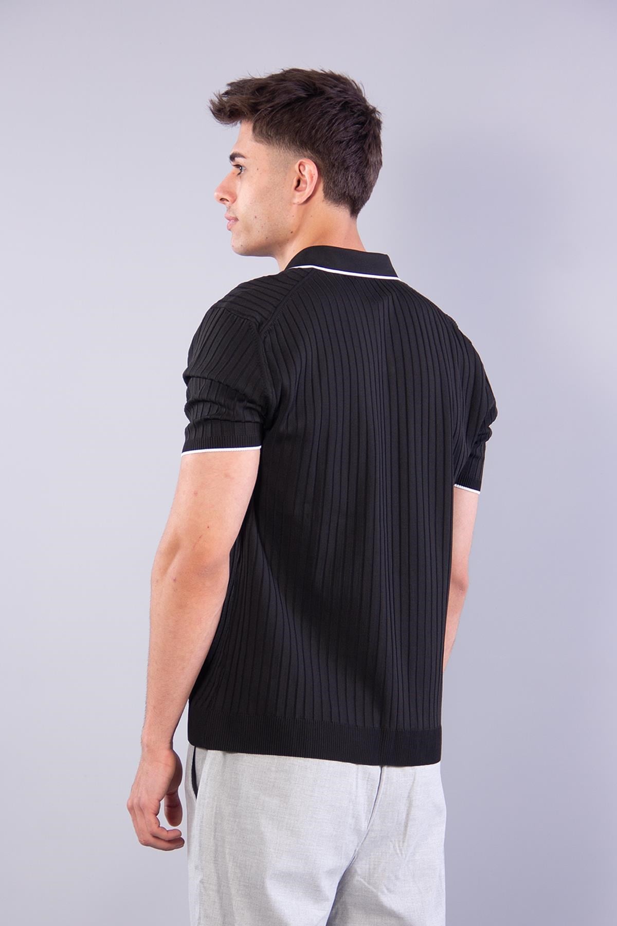T-shirtmckanzie10020 Polo Yaka Kol Ve Yaka Çizgili Kendinden Şeritli T-shirtkadınerkek