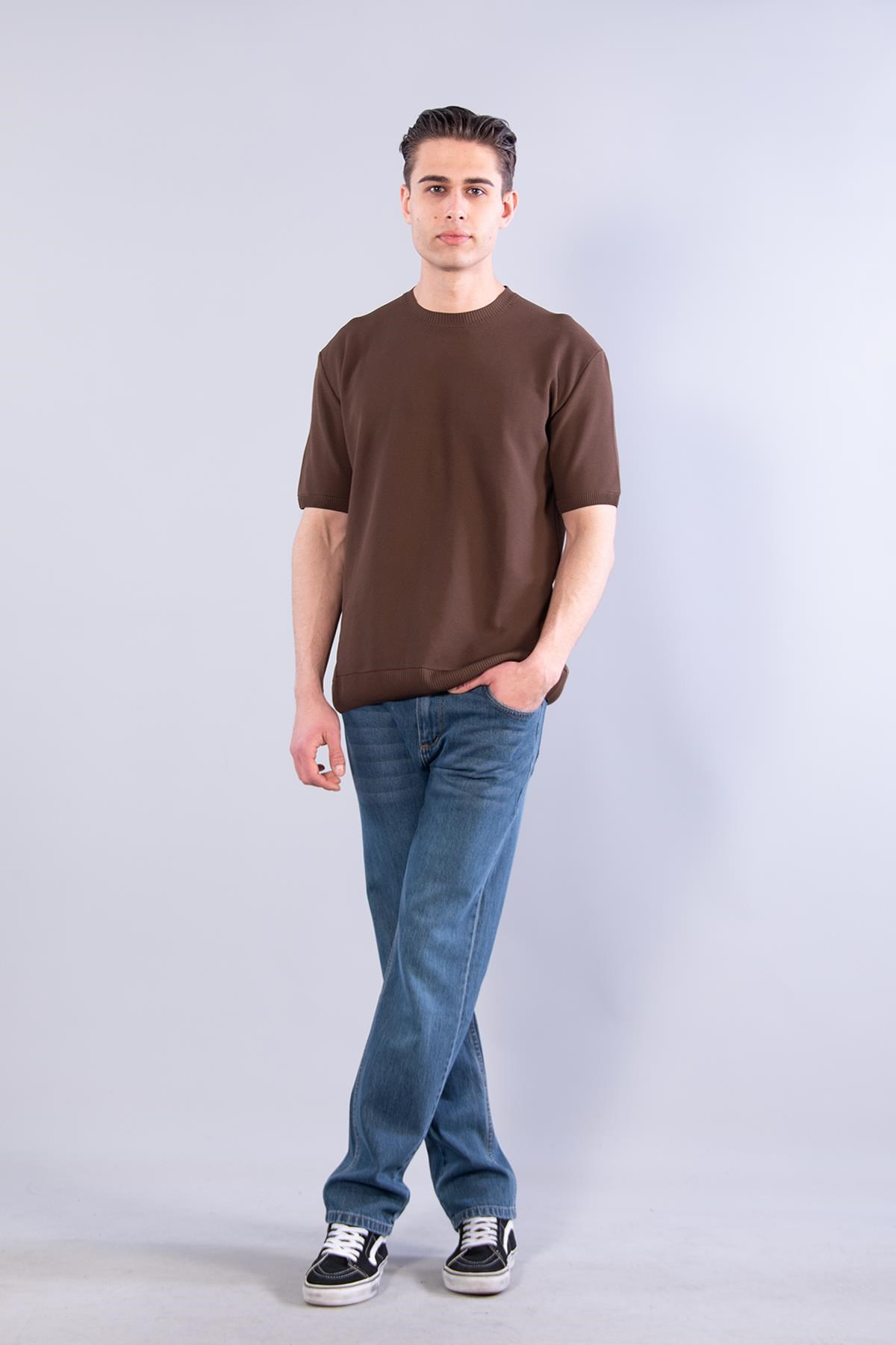 T-shirtmckanzie10023 Bisiklet Yaka Petek Örgü Triko T-shirtkadınerkek