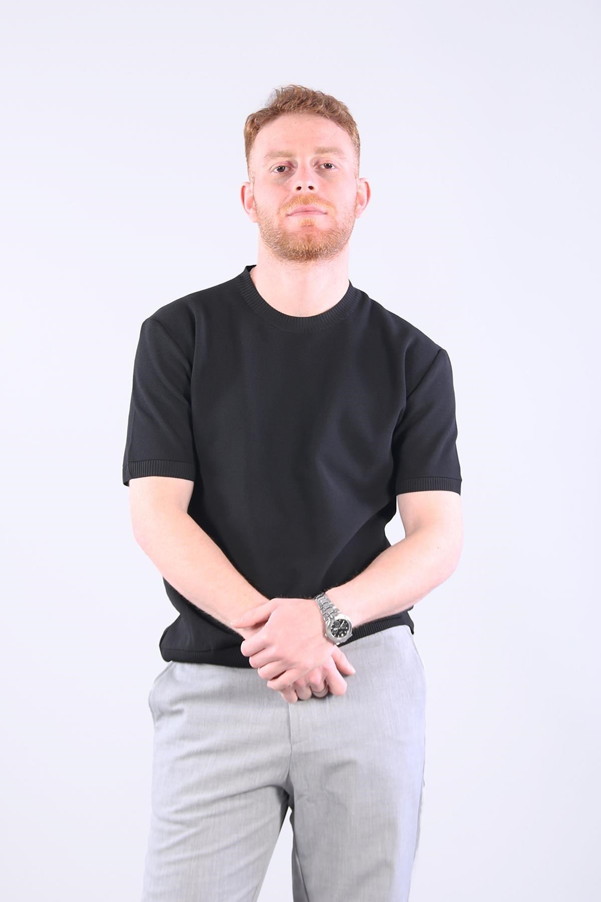 T-shirtmckanzie10023 Bisiklet Yaka Petek Örgü Triko T-shirtkadınerkek