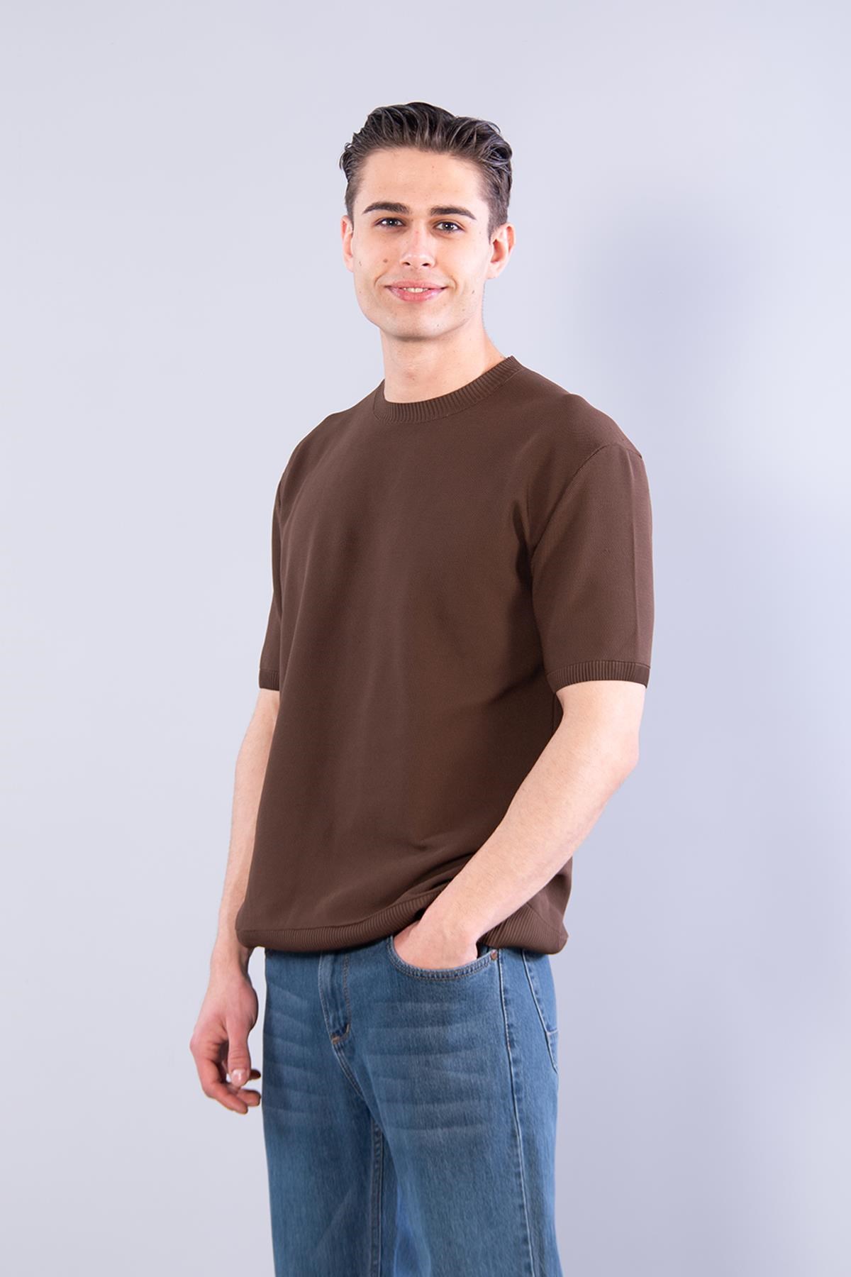 T-shirtmckanzie10023 Bisiklet Yaka Petek Örgü Triko T-shirtkadınerkek