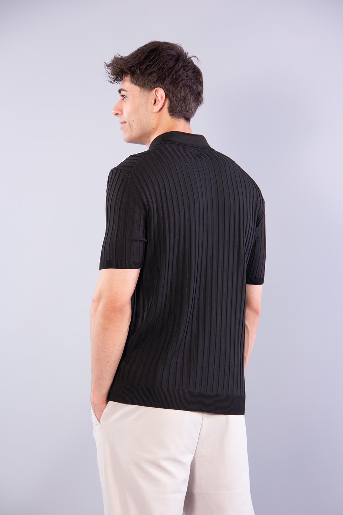 T-shirtmckanzie10028 Polo Yaka Düğmeli Fitilli Triko T-shirtkadınerkek