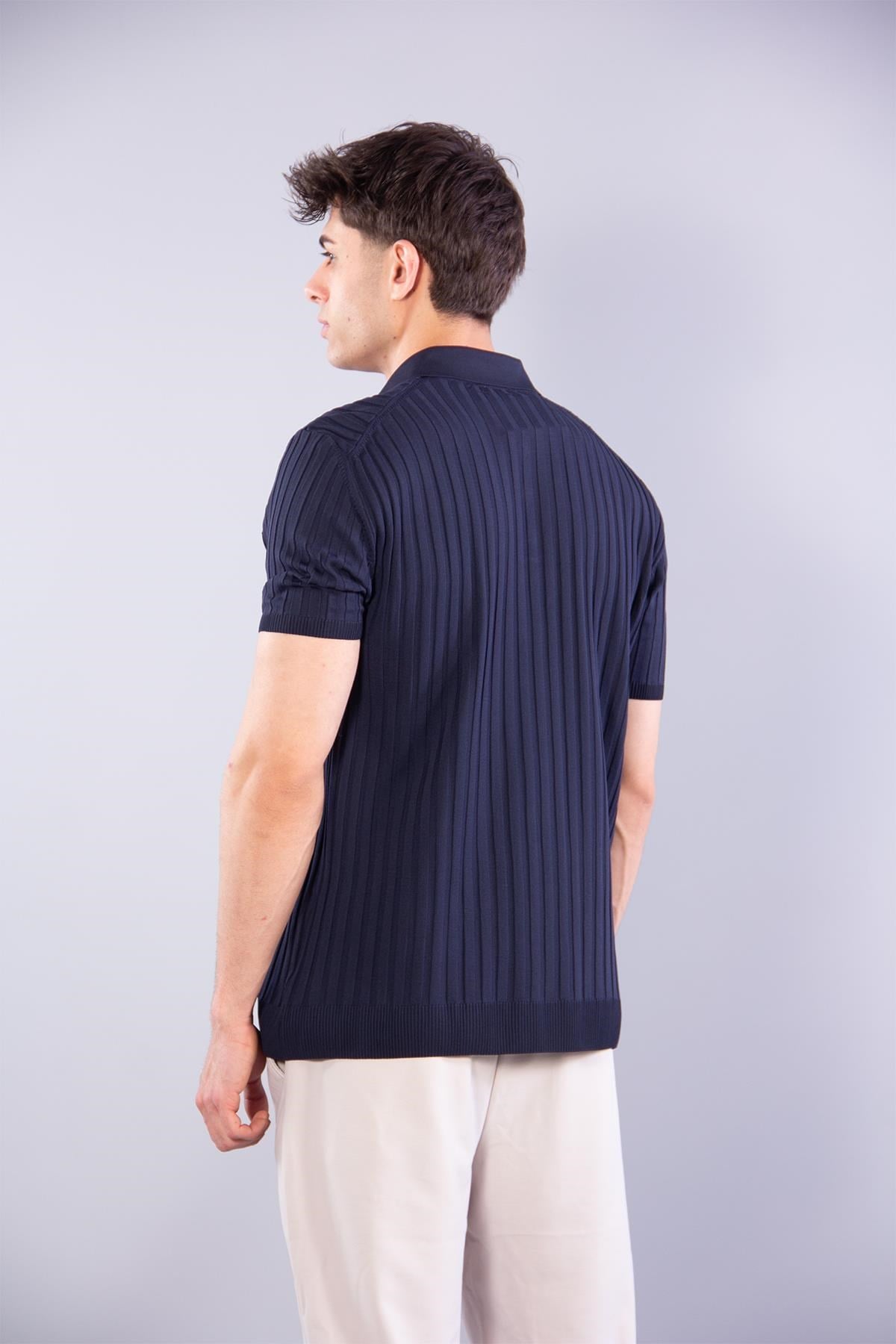 T-shirtmckanzie10028 Polo Yaka Düğmeli Fitilli Triko T-shirtkadınerkek