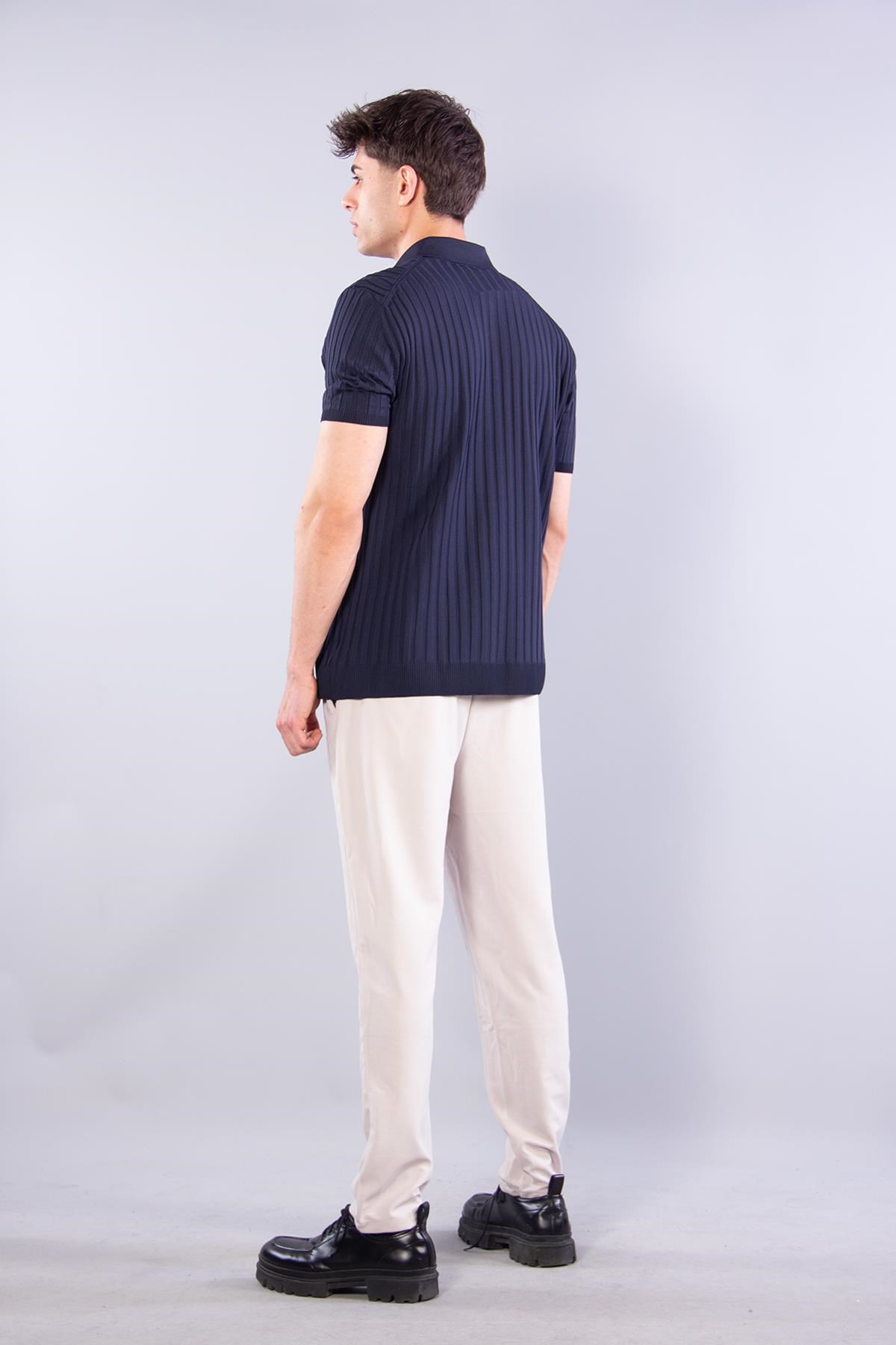 T-shirtmckanzie10028 Polo Yaka Düğmeli Fitilli Triko T-shirtkadınerkek