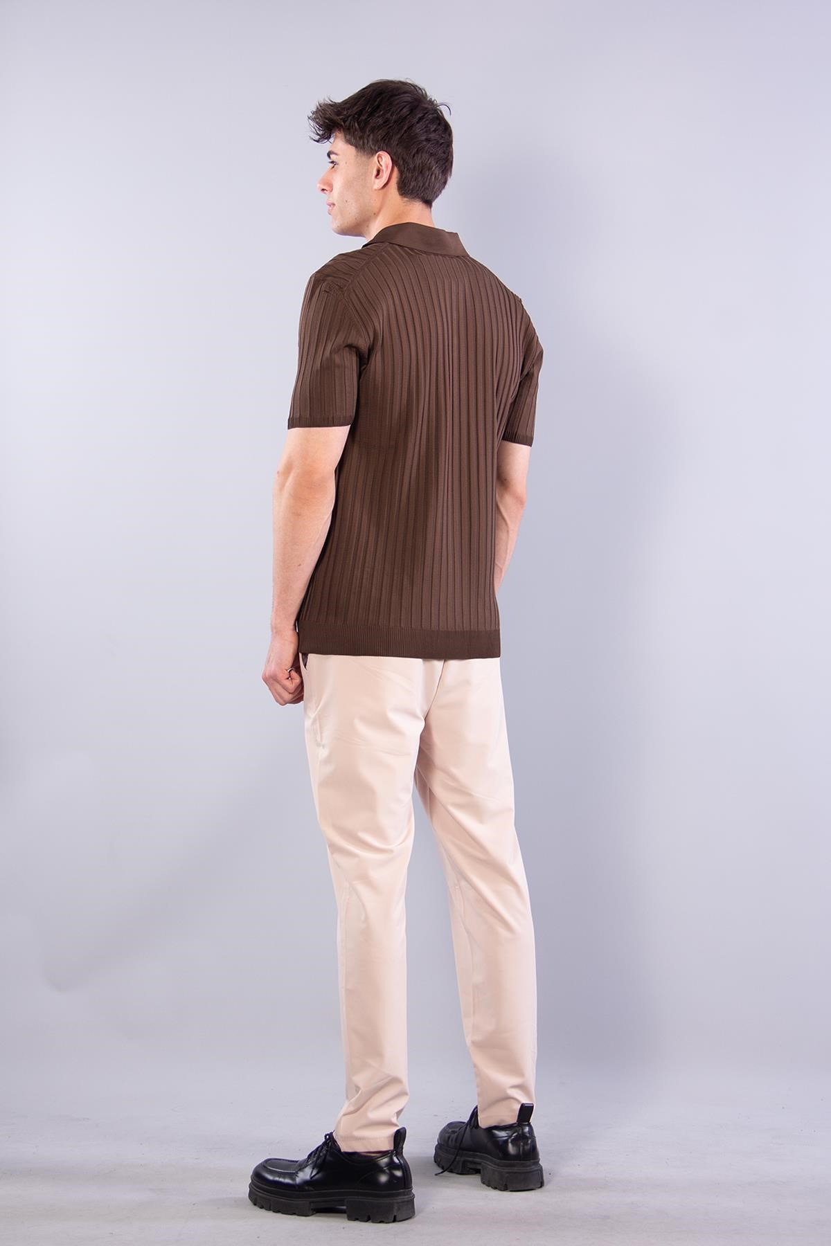 T-shirtmckanzie10028 Polo Yaka Düğmeli Fitilli Triko T-shirtkadınerkek