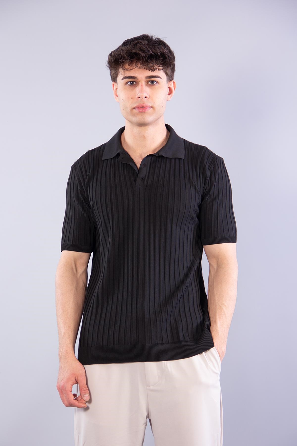 T-shirtmckanzie10028 Polo Yaka Düğmeli Fitilli Triko T-shirtkadınerkek