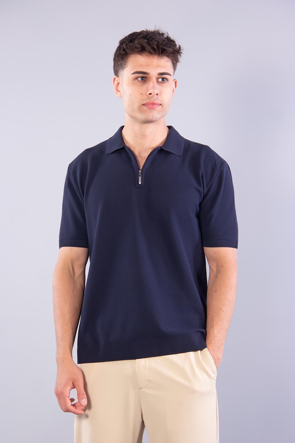 T-shirtmckanzie10030 Fermuarlı Gömlek Yaka Kısa Kol T-shirtkadınerkek