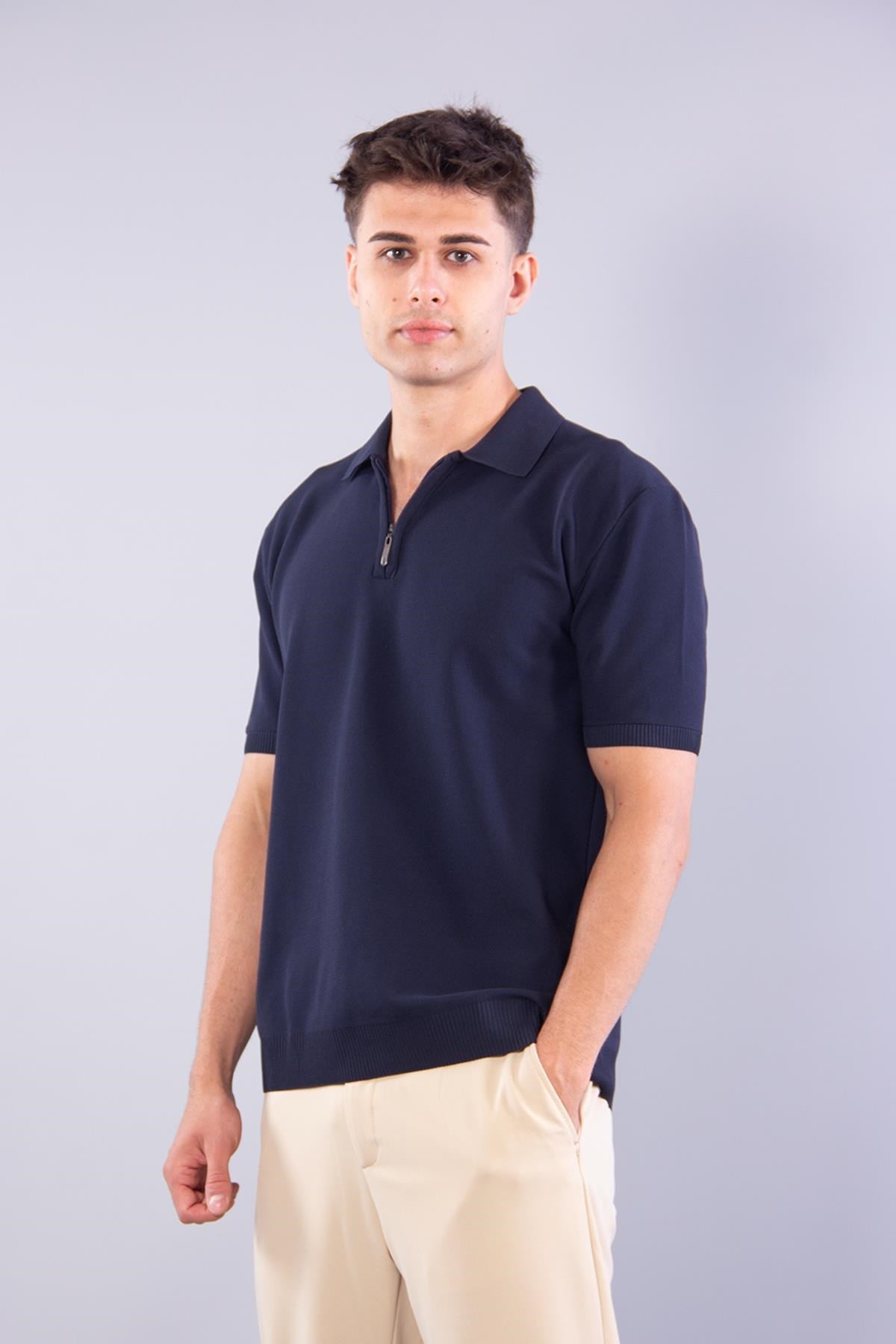 T-shirtmckanzie10030 Fermuarlı Gömlek Yaka Kısa Kol T-shirtkadınerkek