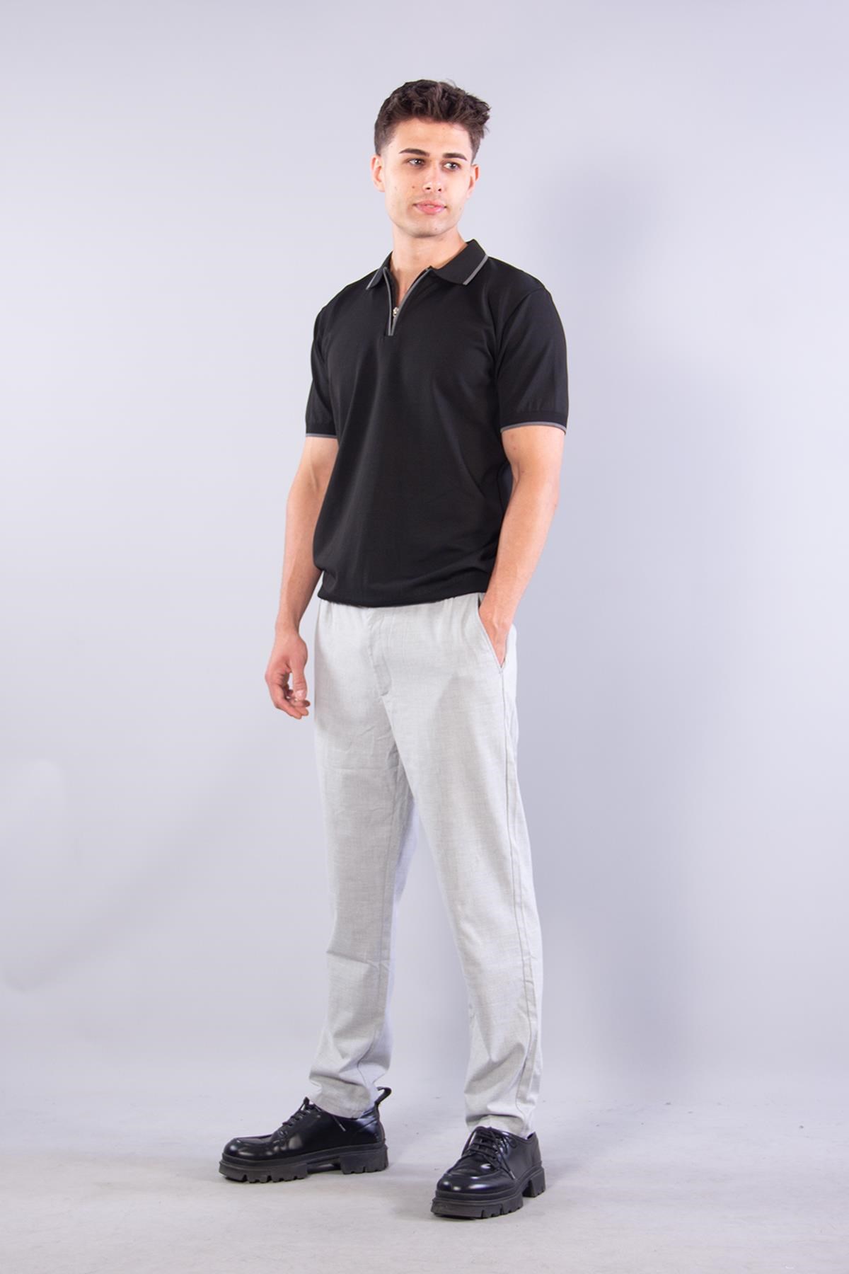 T-shirtmckanzie103 Polo Yakası Fermuarlı Kol Ve Yaka Ucu Şeritlikadınerkek