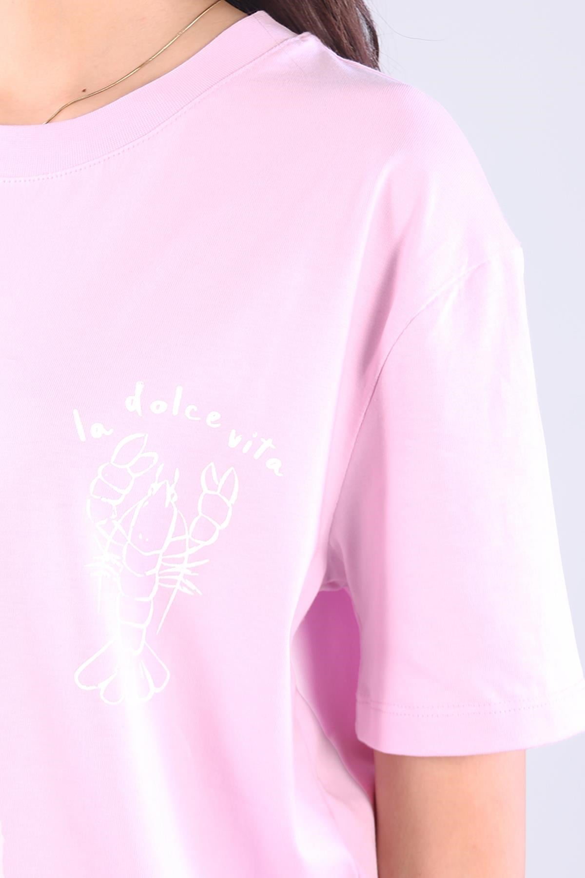 T-shirtmckanzie10576 La Dolce Vita Istakoz Baskılı O Yaka T-shirtkadınerkek