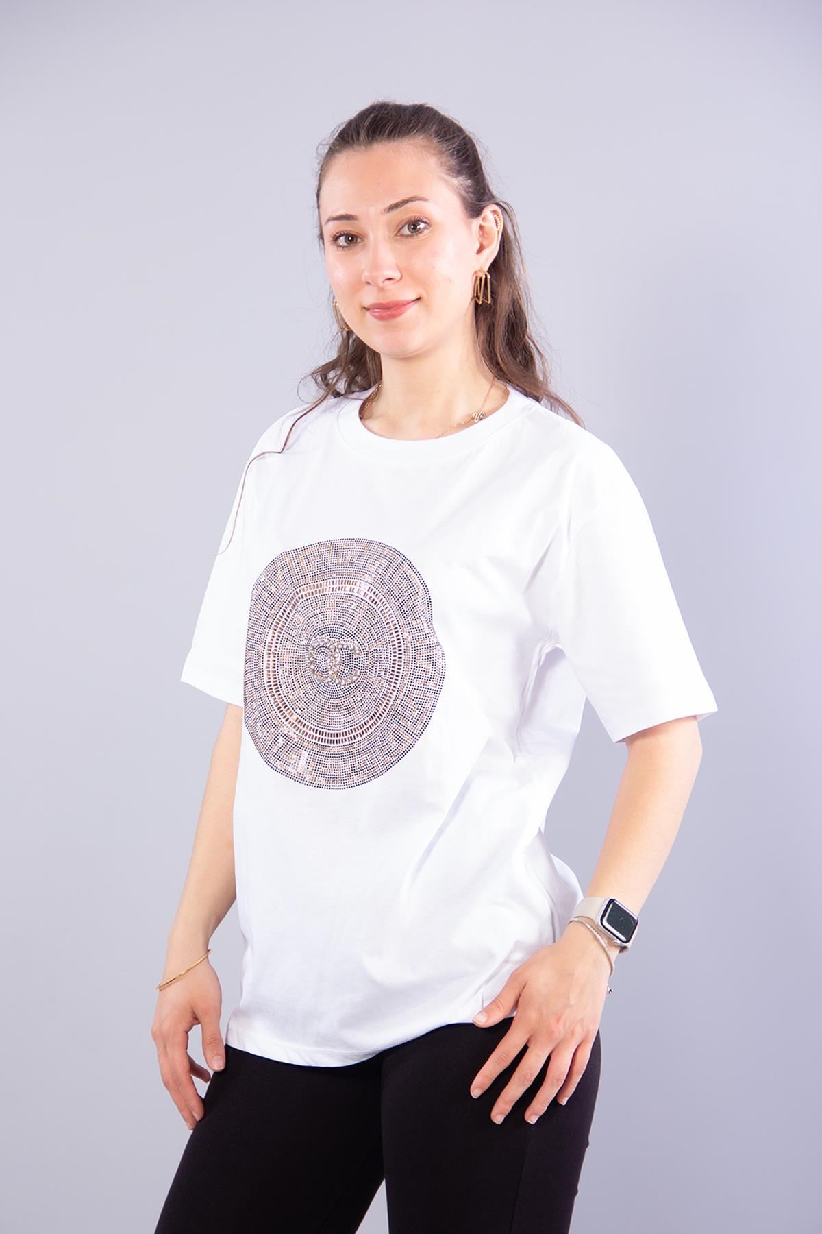 T-shirtmckanzie2001 Oc Taşlı Yuvarlak Desenli O Yaka T-shirtkadınerkek
