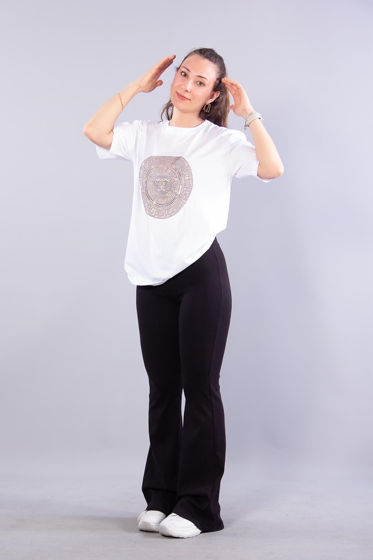 T-shirtmckanzie2001 Oc Taşlı Yuvarlak Desenli O Yaka T-shirtkadınerkek