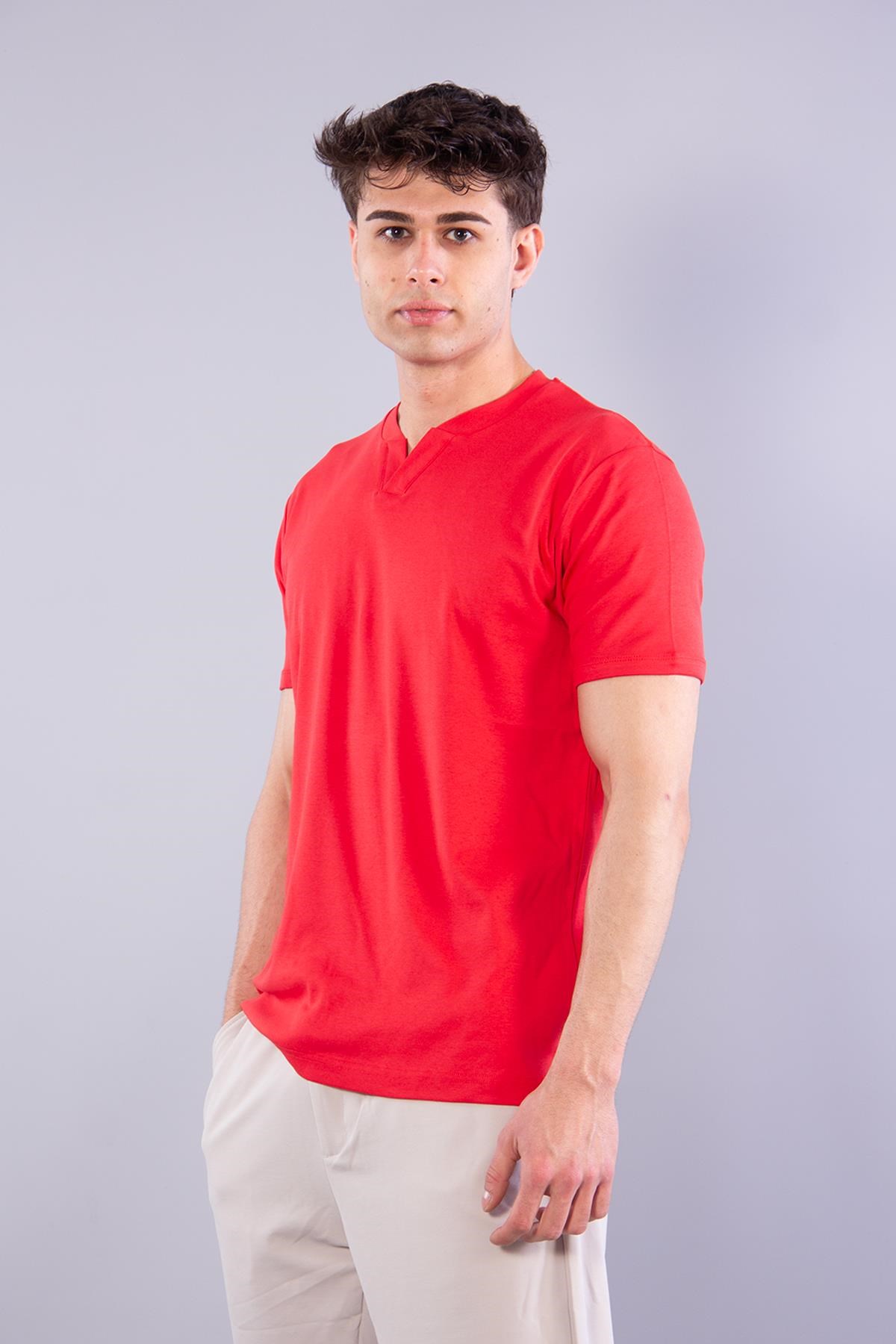 T-shirtmckanzie2122 Hakim Yaka  Modern Fit %100 Pamuk Basic T-shirtkadınerkek