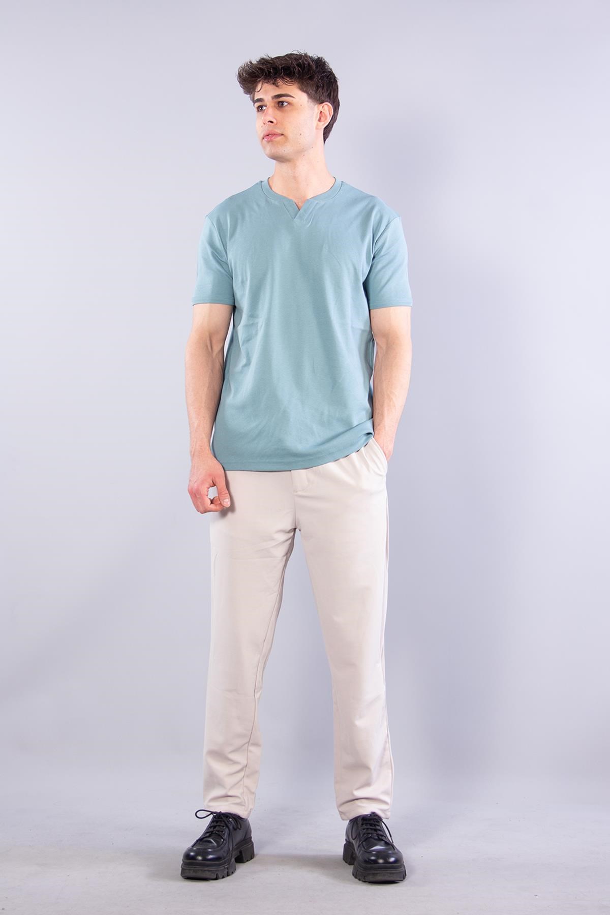 T-shirtmckanzie2122 Hakim Yaka  Modern Fit %100 Pamuk Basic T-shirtkadınerkek