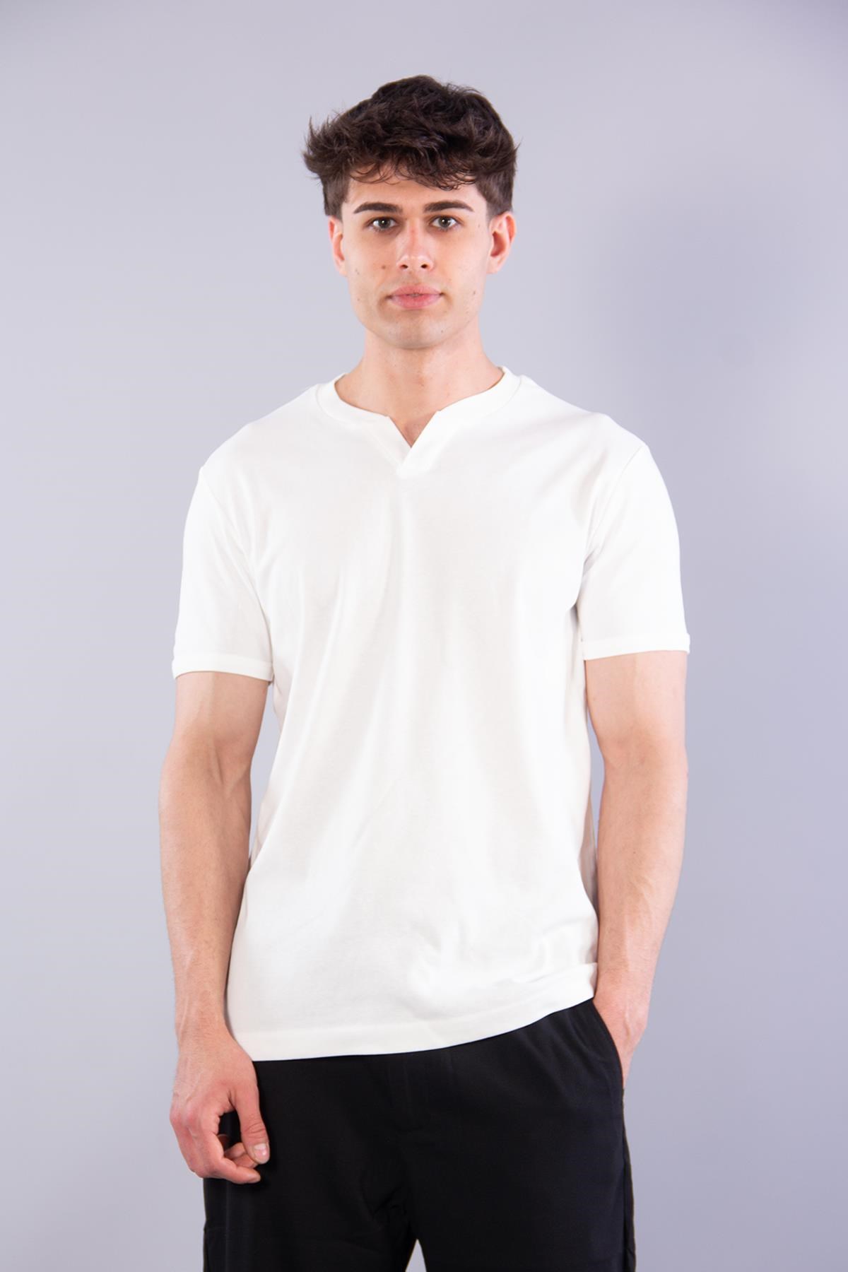 T-shirtmckanzie2122 Hakim Yaka  Modern Fit %100 Pamuk Basic T-shirtkadınerkek