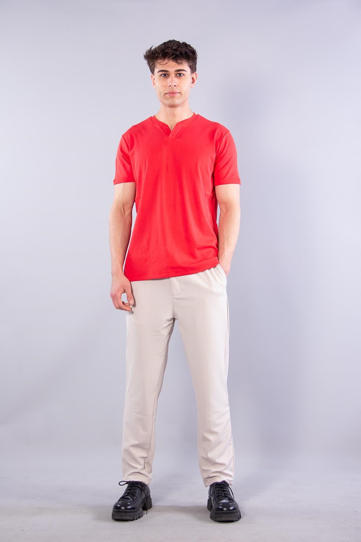 T-shirtmckanzie2122 Hakim Yaka  Modern Fit %100 Pamuk Basic T-shirtkadınerkek