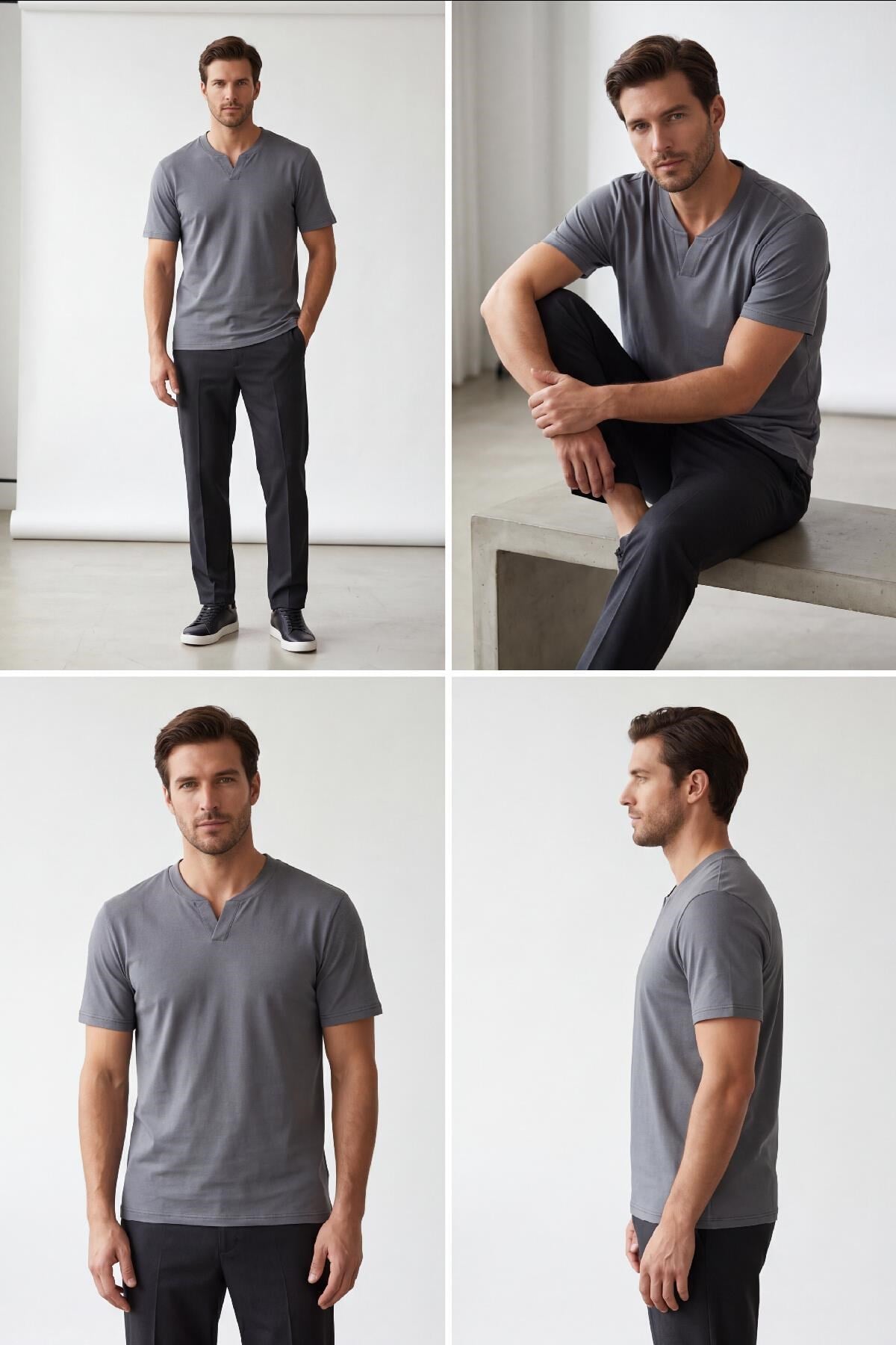 T-shirtmckanzie2122  Hakim Yaka  Modern Fit %100 Pamuk Basic T-shirtkadınerkek