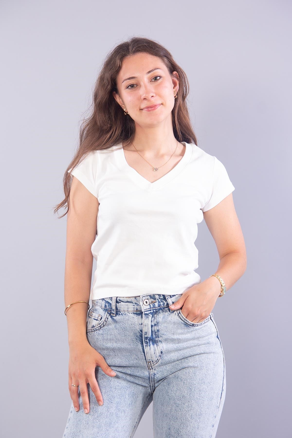 T-shirtmckanzie26652 V Yaka İnterlok T-shirtkadınerkek