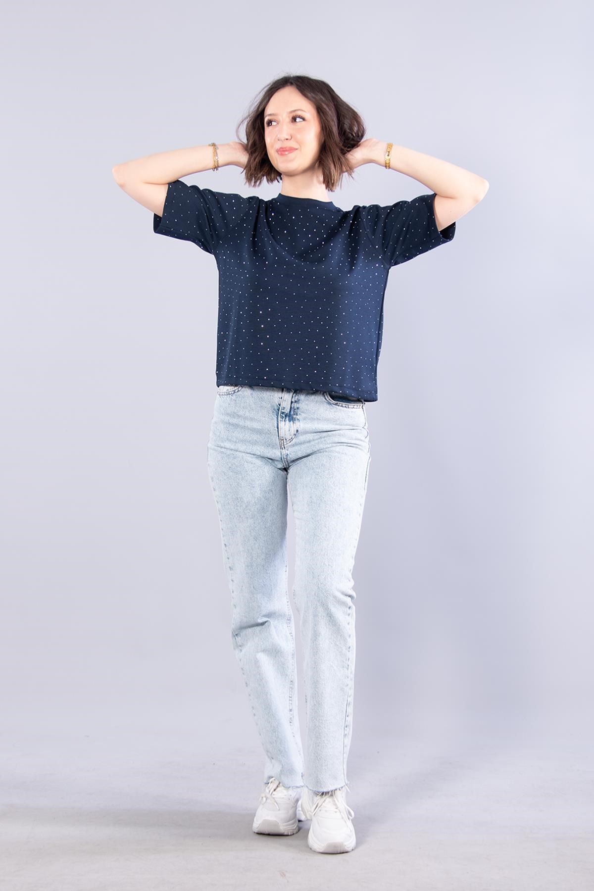 T-shirtmckanzie26768 Taşlı Modal Kumaş T-shirtkadınerkek
